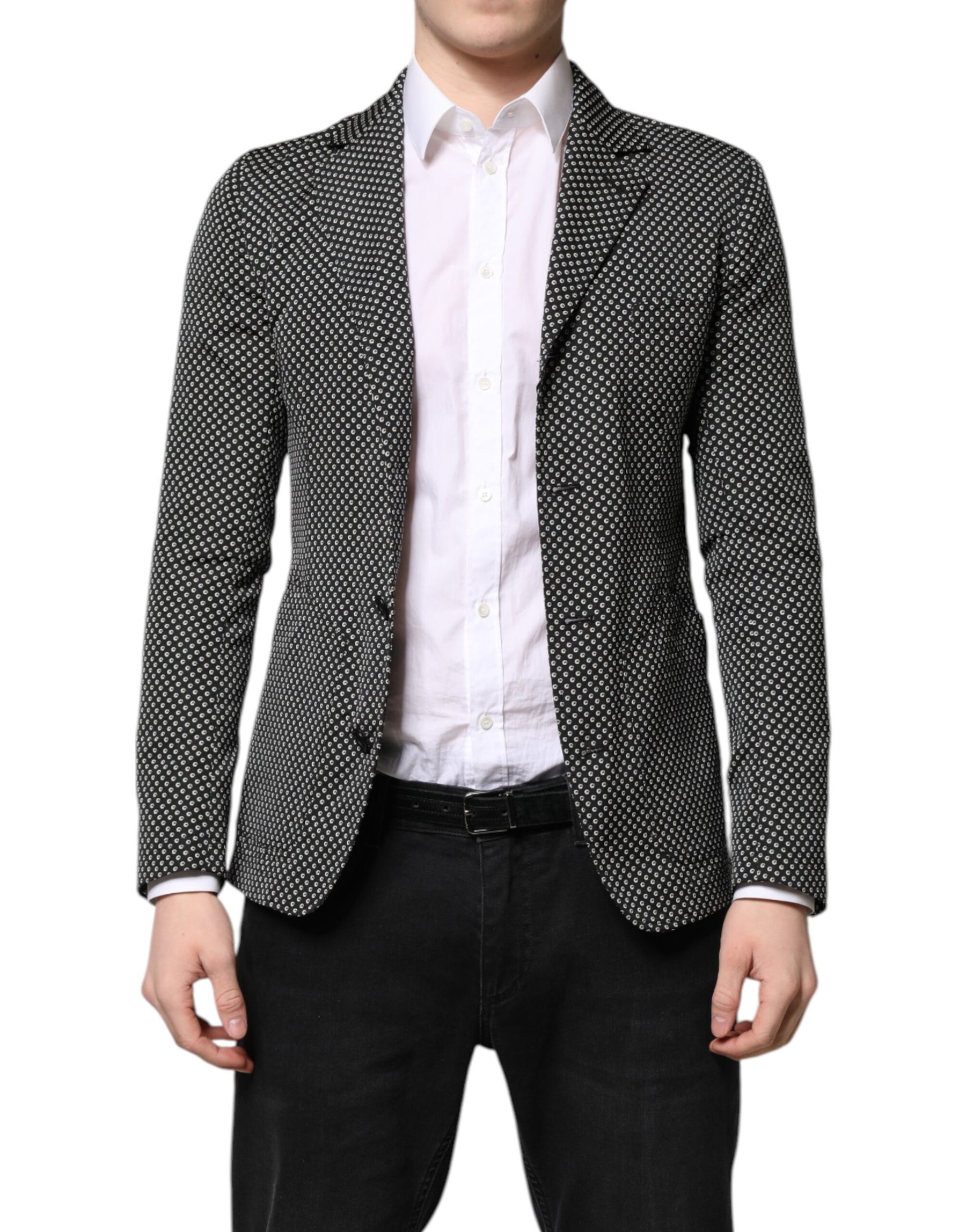 Dolce & Gabbana Black White Patterned Men Suit Coat Blazer | Regal Royce