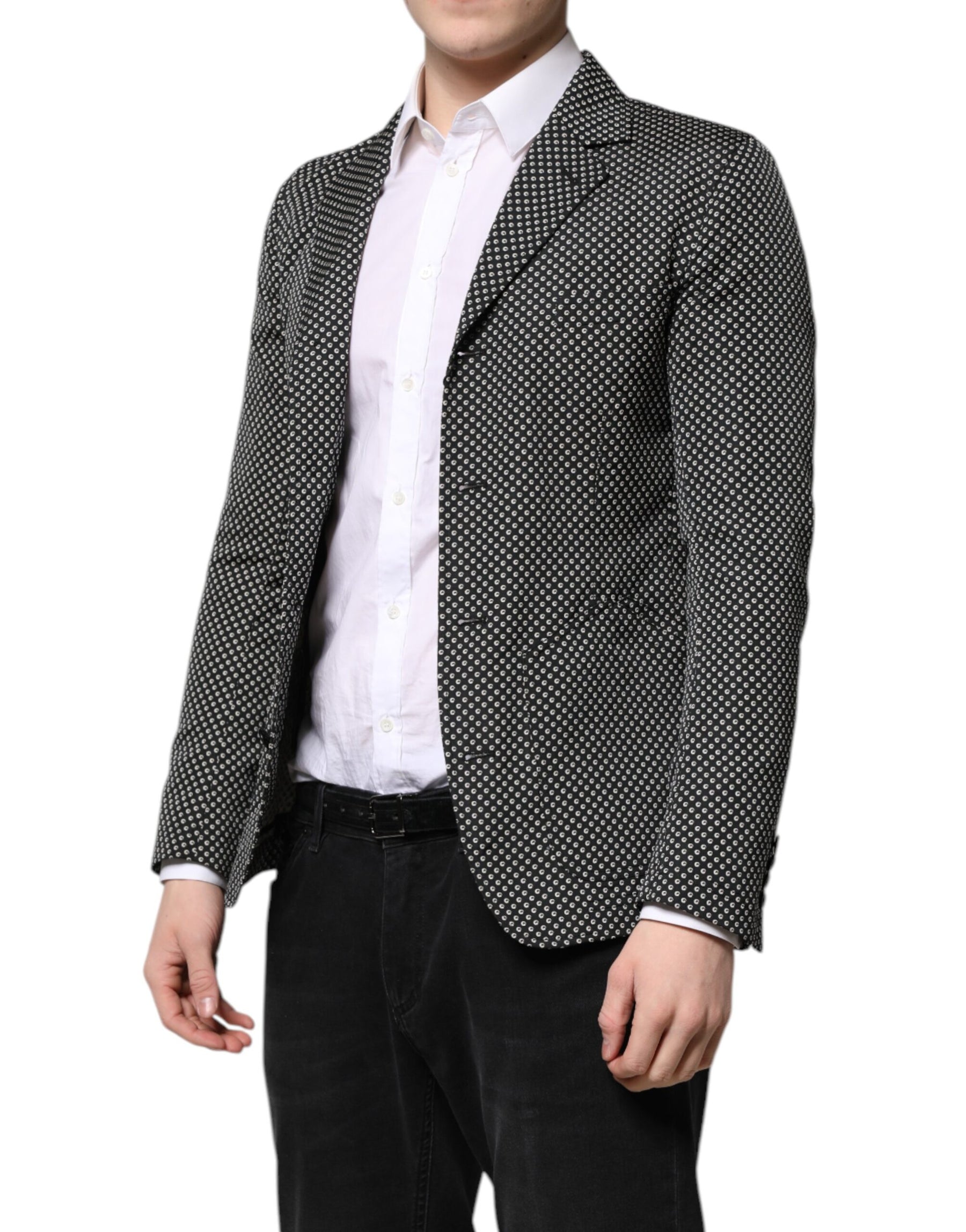 Dolce & Gabbana Black White Patterned Men Suit Coat Blazer | Regal Royce