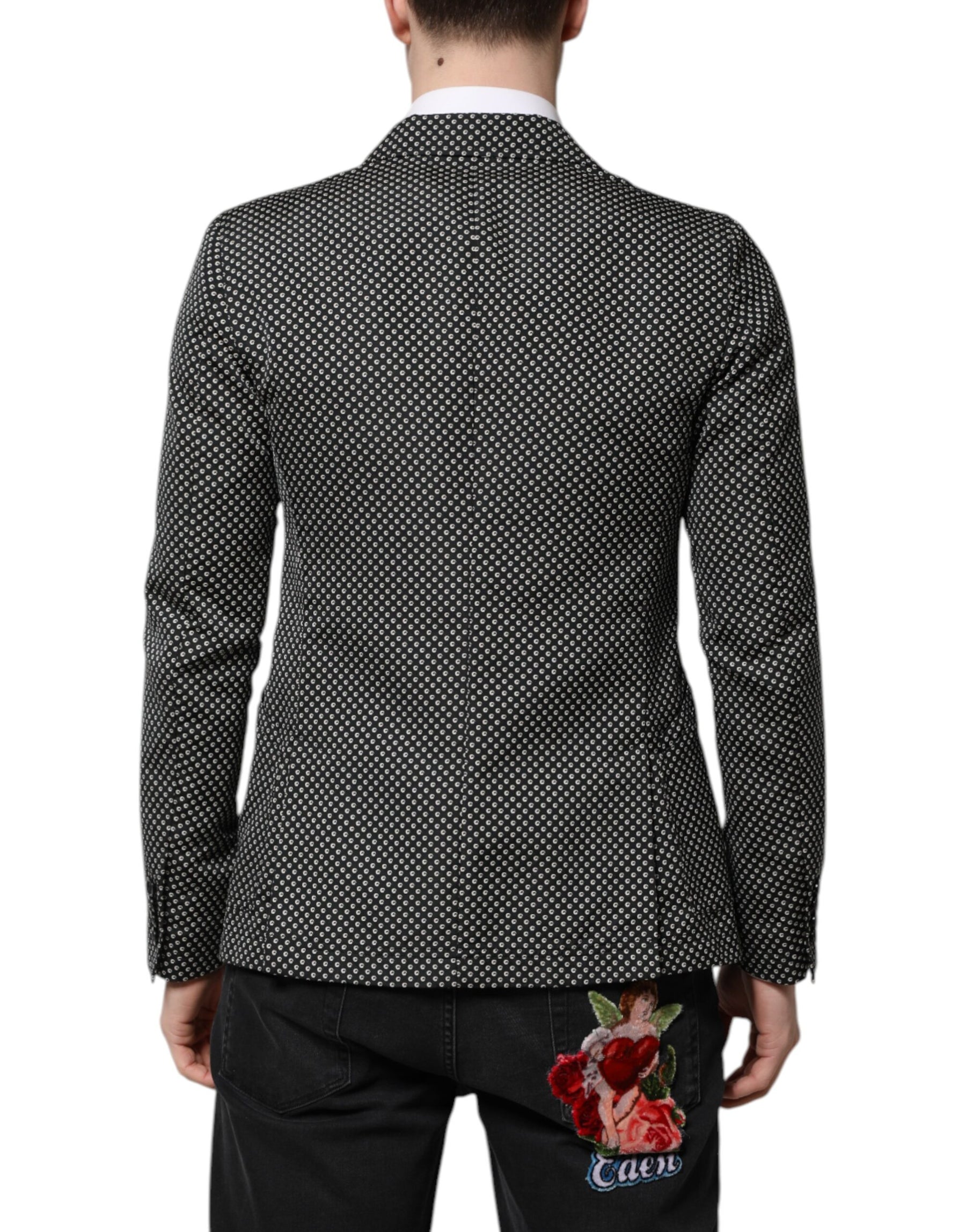 Dolce & Gabbana Black White Patterned Men Suit Coat Blazer | Regal Royce