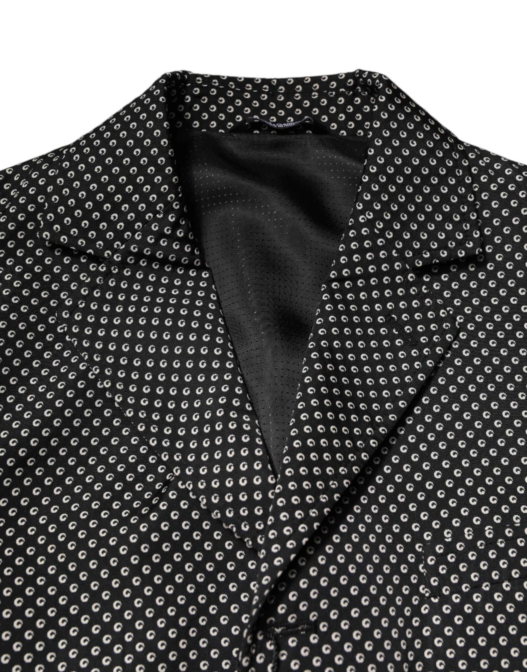 Dolce & Gabbana Black White Patterned Men Suit Coat Blazer | Regal Royce