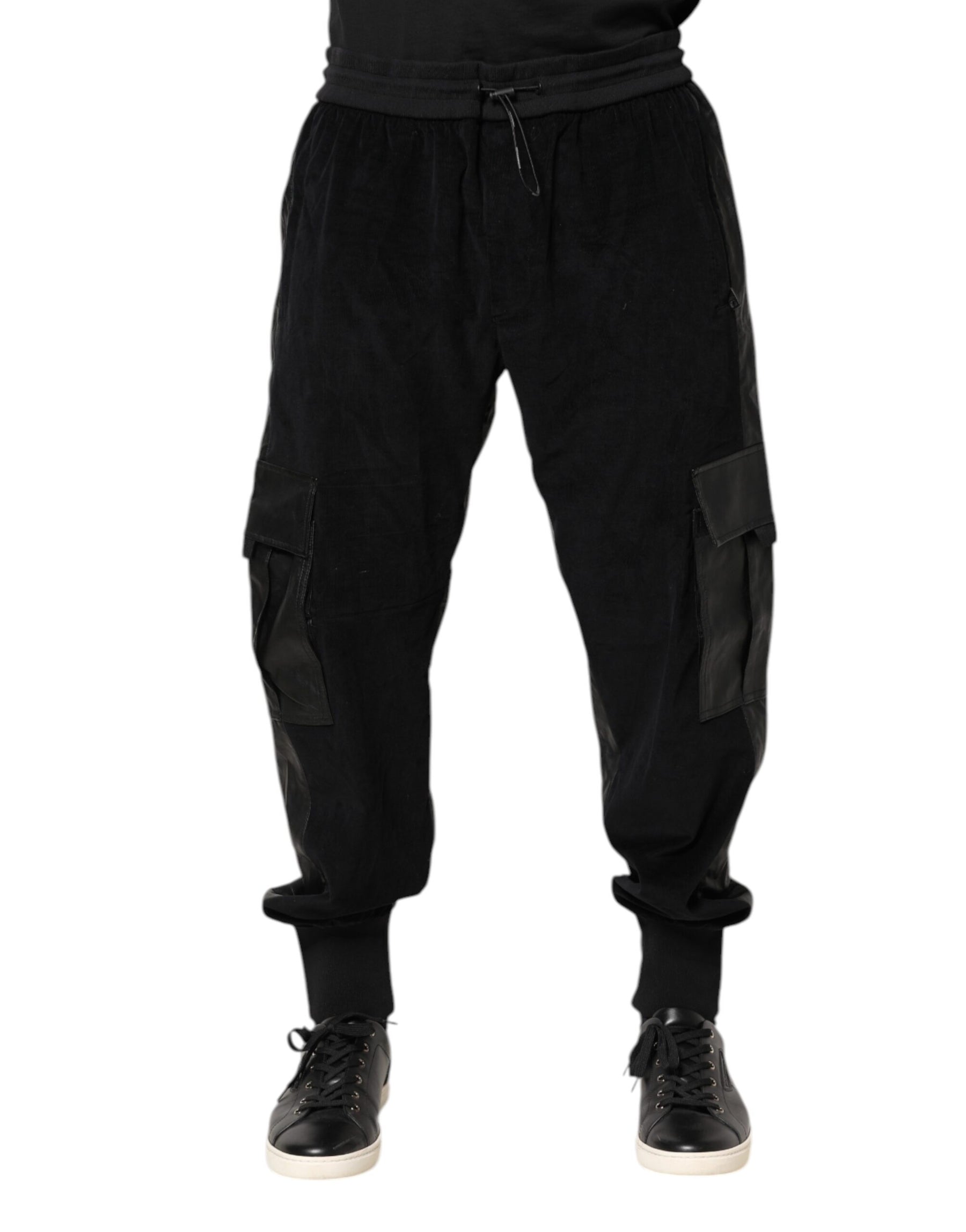 Dolce & Gabbana Black Cotton Cargo Jogger Sweatpants Pants | Regal Royce