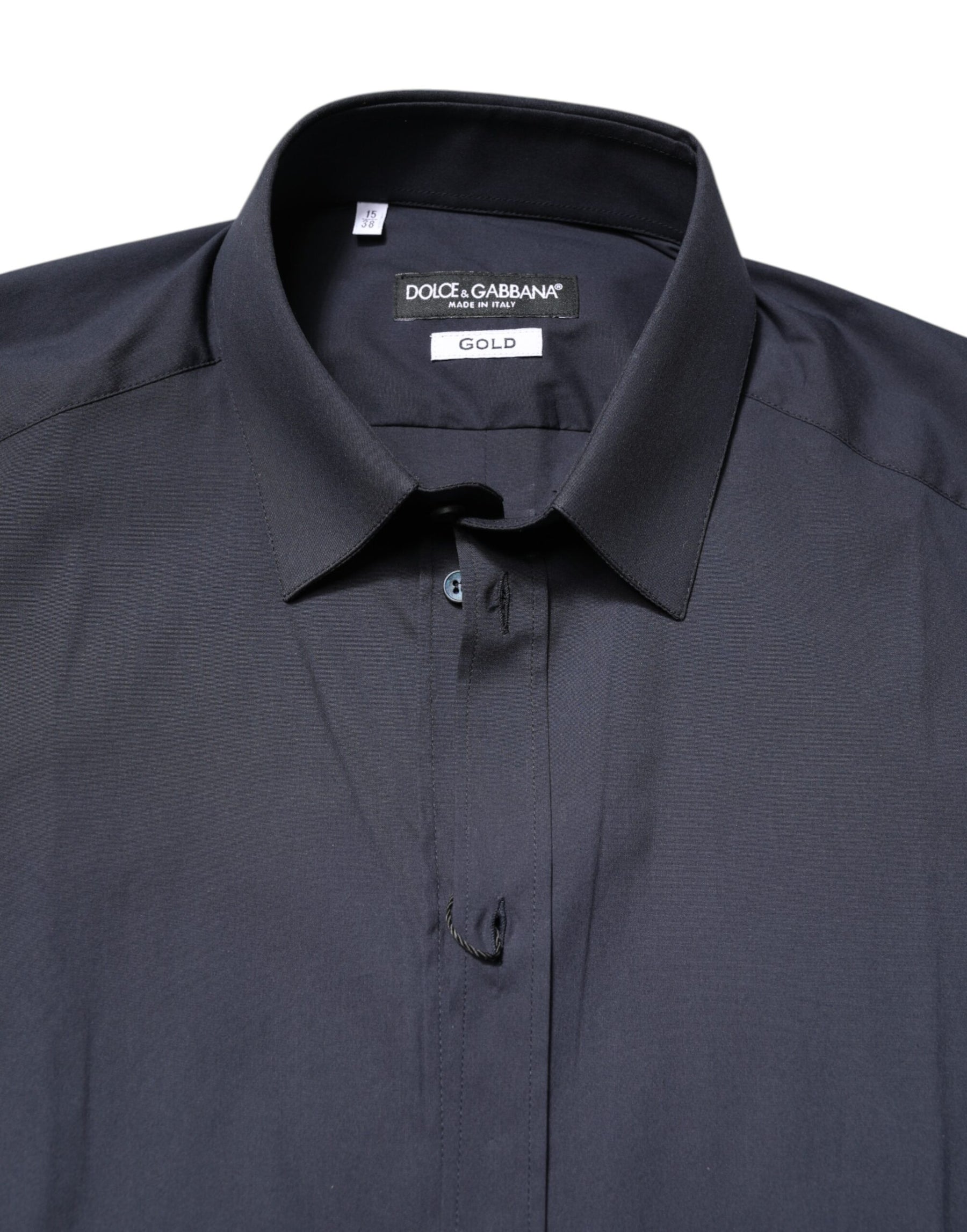 Dolce & Gabbana Dark Blue GOLD Cotton Dress Formal Shirt | Regal Royce