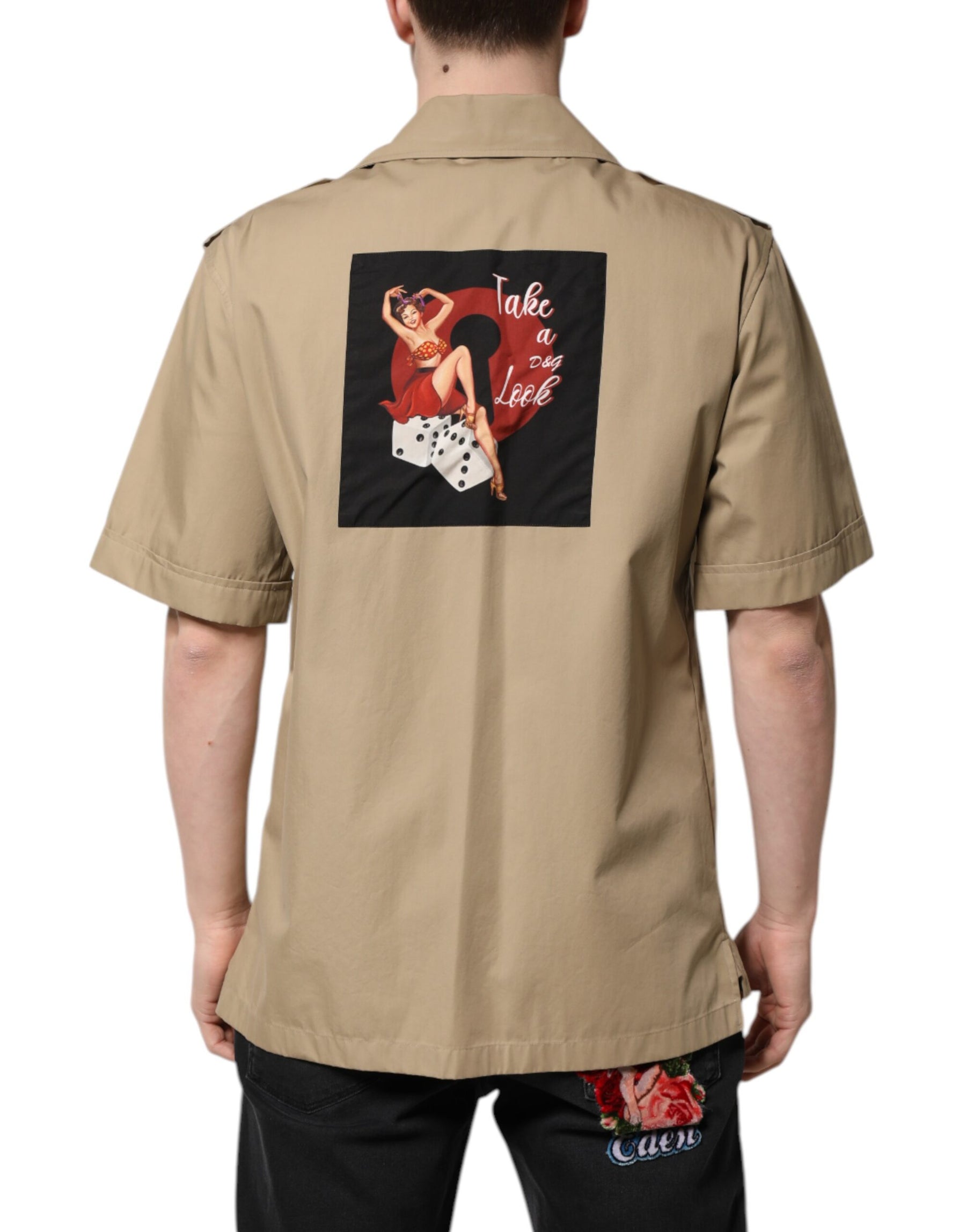 Dolce & Gabbana Brown Graphic Print Short Sleeves Shirt | Regal Royce