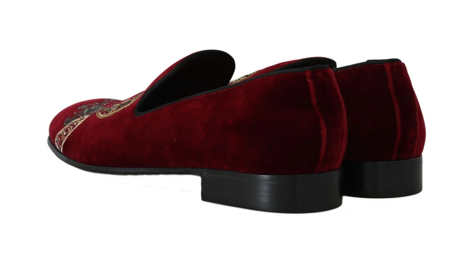 Dolce & Gabbana Bordeaux Velvet Loafers Gun Horseshoe Shoes | Regal Royce