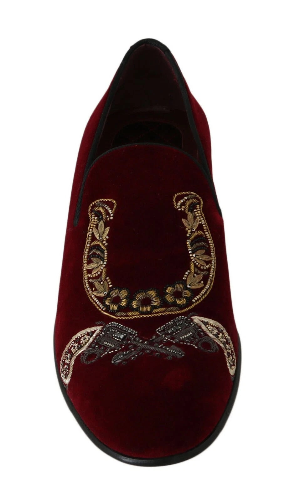 Dolce & Gabbana Bordeaux Velvet Loafers Gun Horseshoe Shoes | Regal Royce