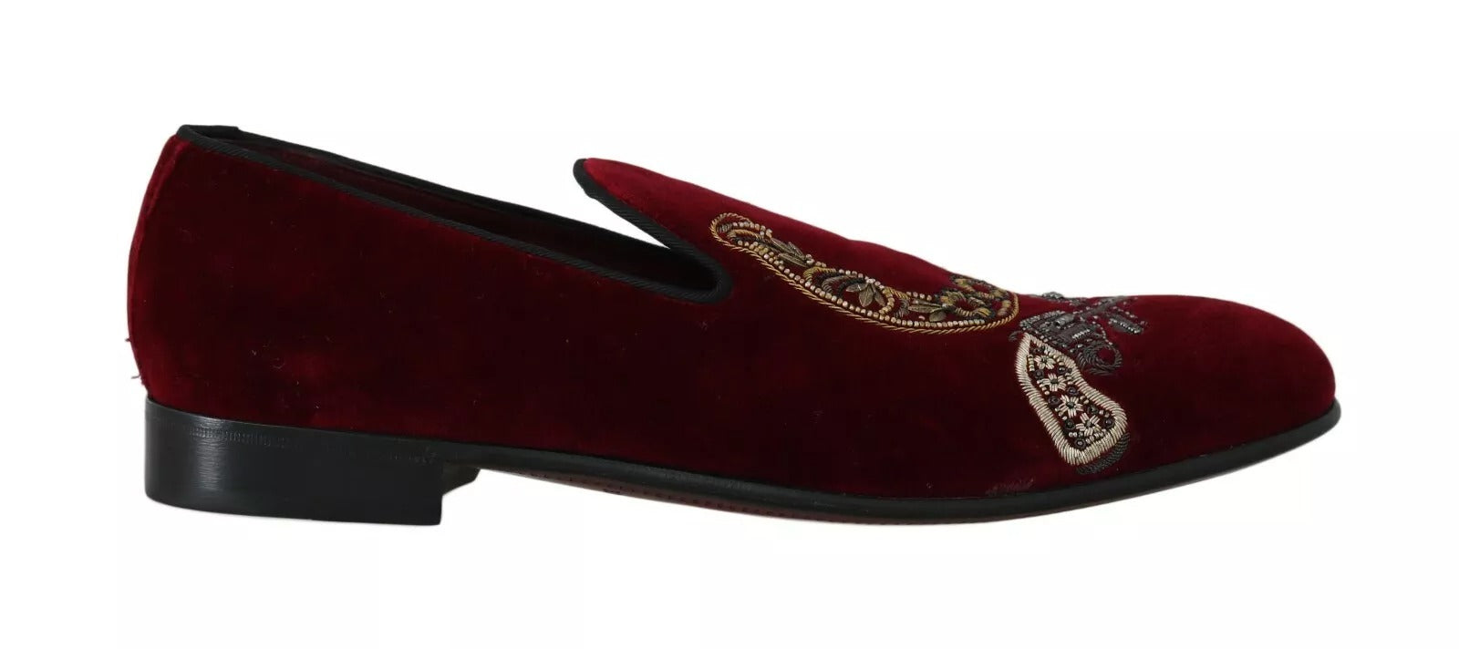 Dolce & Gabbana Bordeaux Velvet Loafers Gun Horseshoe Shoes | Regal Royce