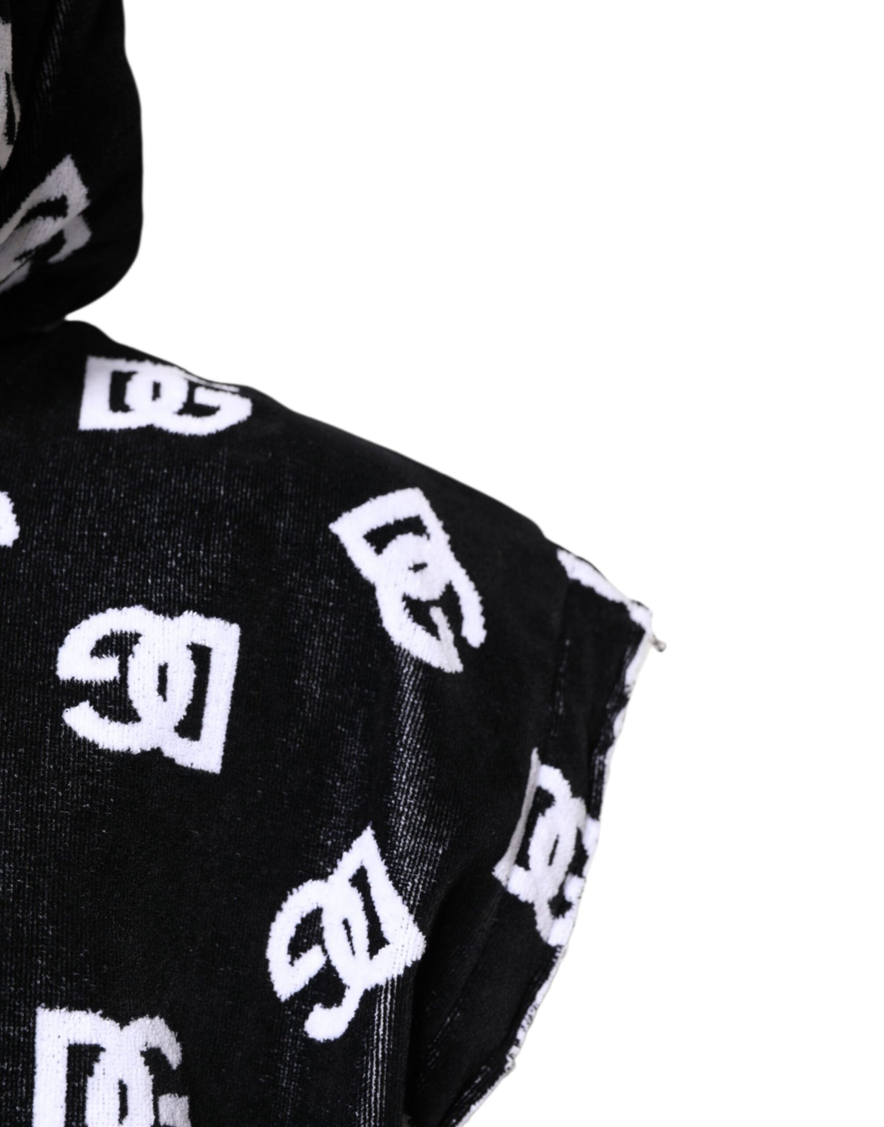 Dolce & Gabbana Black DG Cotton Hooded Sleeveless Sweater | Regal Royce