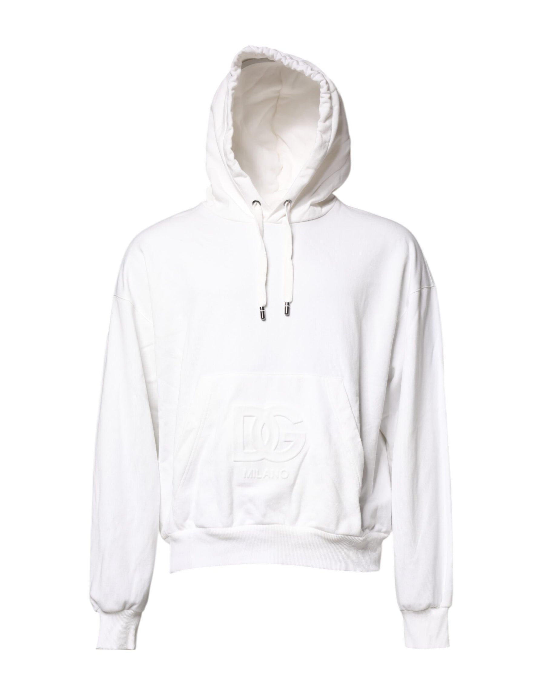 Dolce & Gabbana White Embossed Logo Hooded Sweatshirt Sweater | Regal Royce