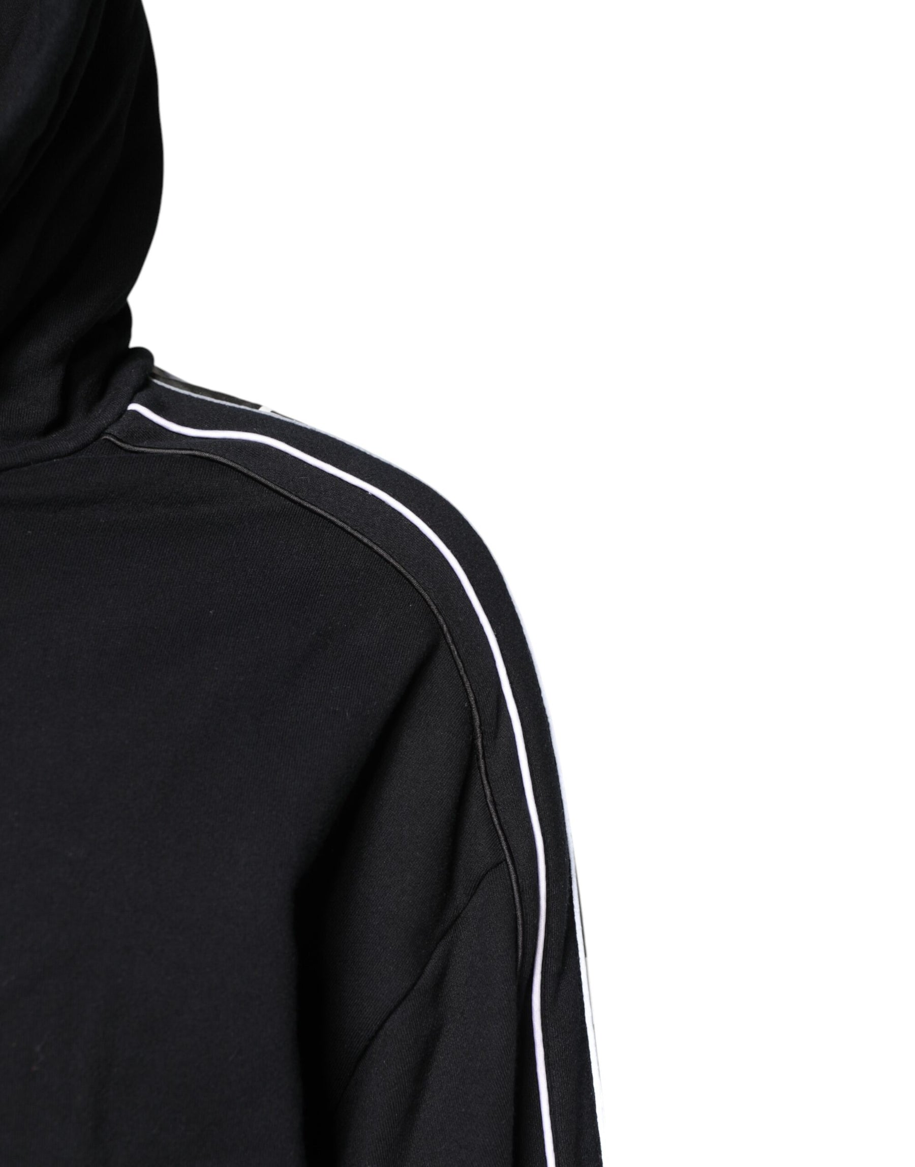 Dolce & Gabbana Black Cotton Logo Hooded Sweatshirt Sweater | Regal Royce