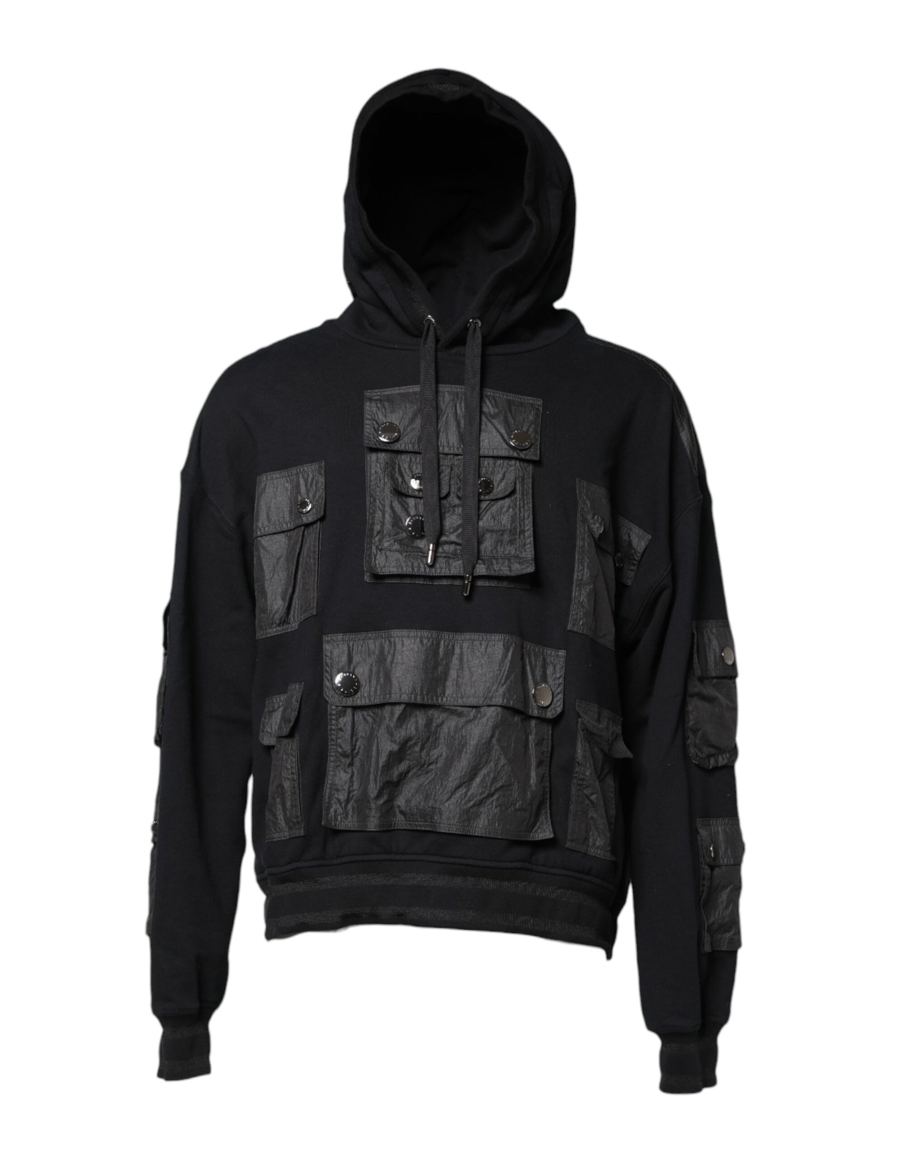 Dolce & Gabbana Black Cotton Hooded Sweatshirt Sweater | Regal Royce