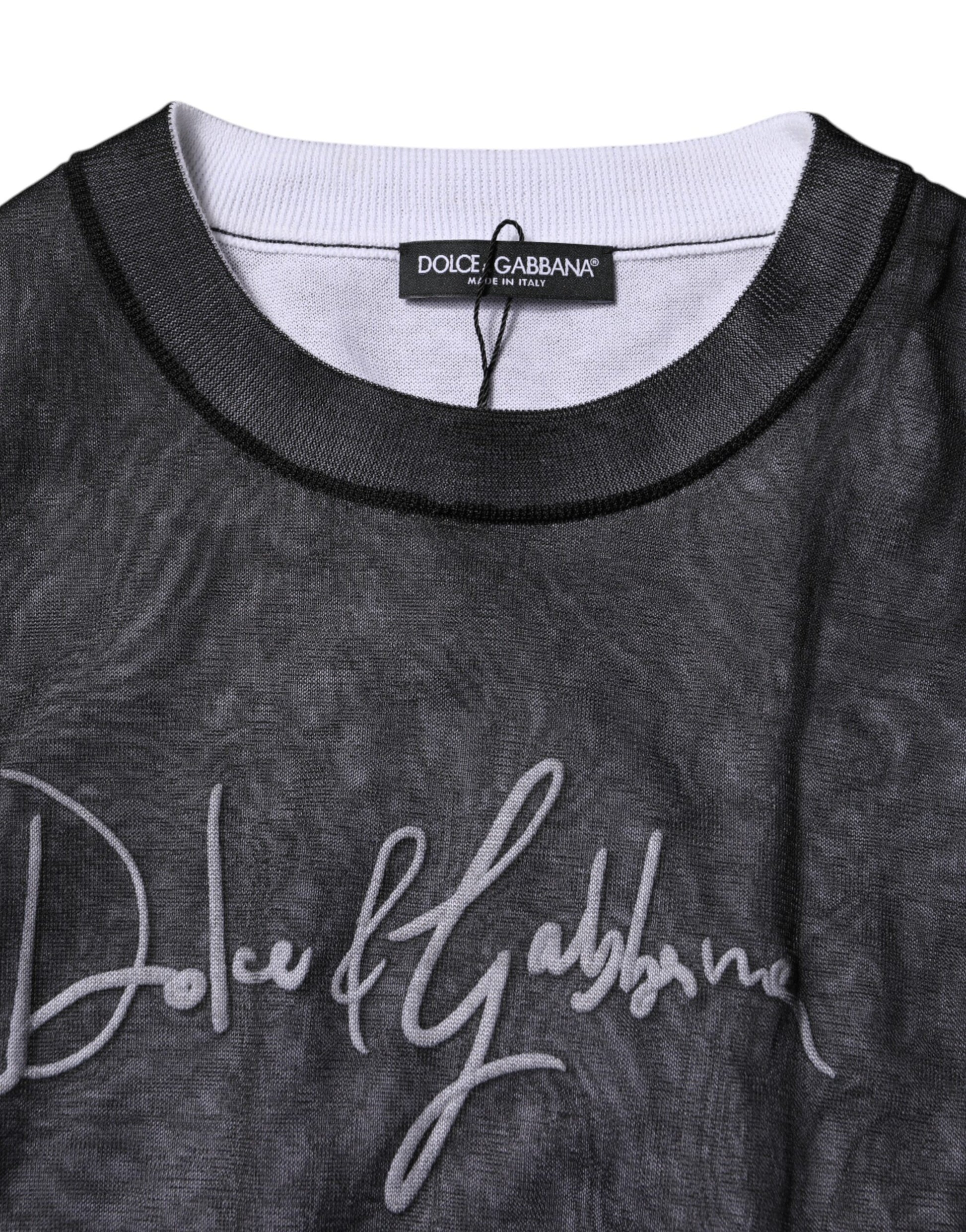 Dolce & Gabbana Black White Logo Knitted Pullover Sweater