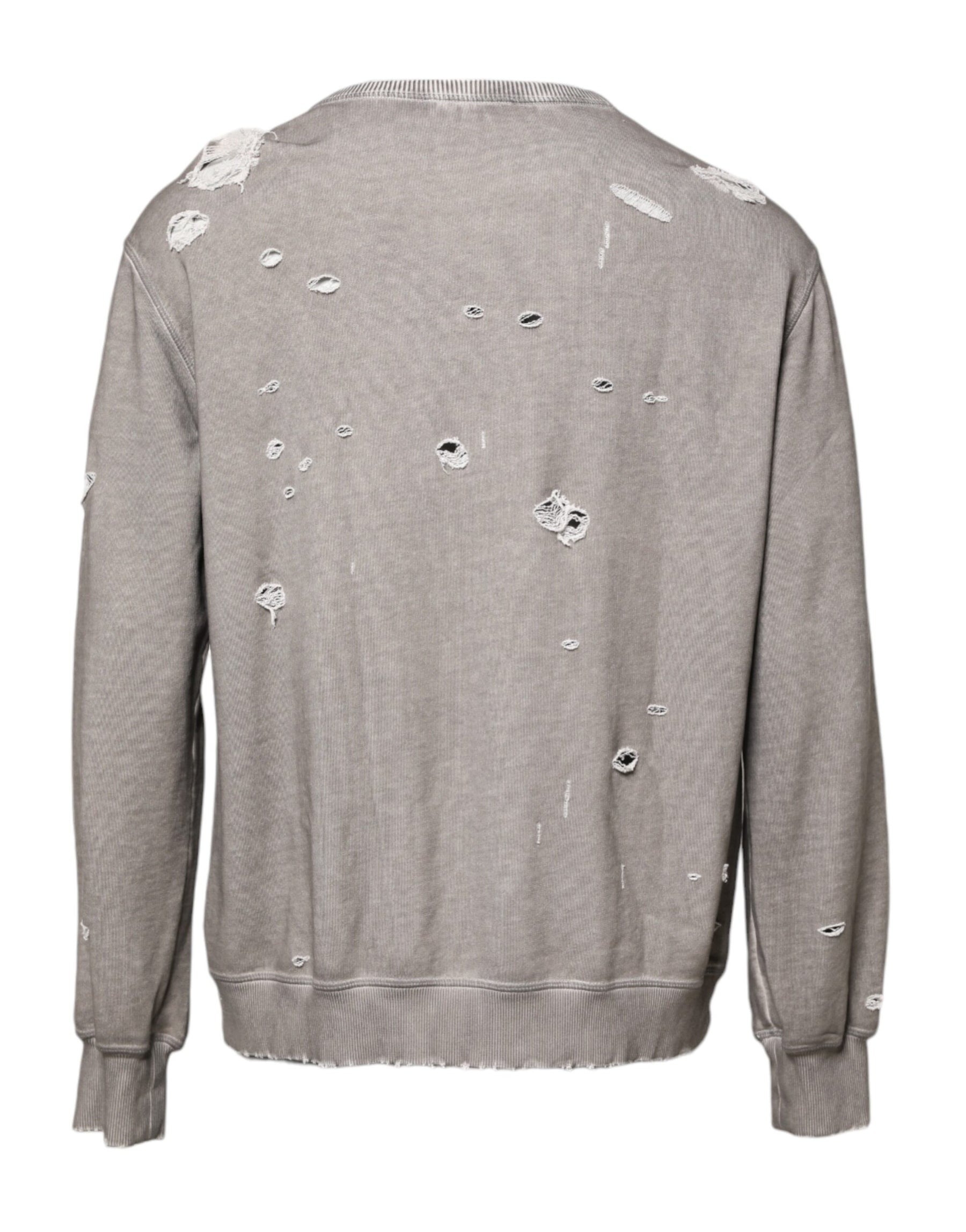 Dolce & Gabbana Gray Logo Print Crew Neck Pullover Sweater | Regal Royce