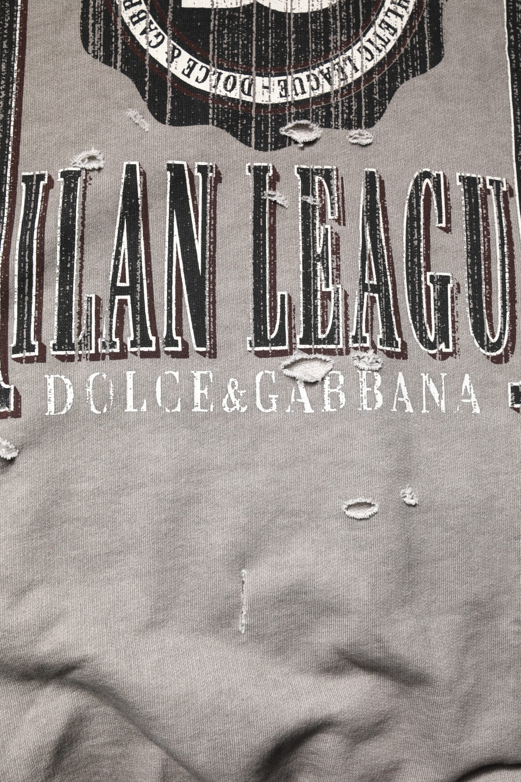 Dolce & Gabbana Gray Logo Print Crew Neck Pullover Sweater | Regal Royce