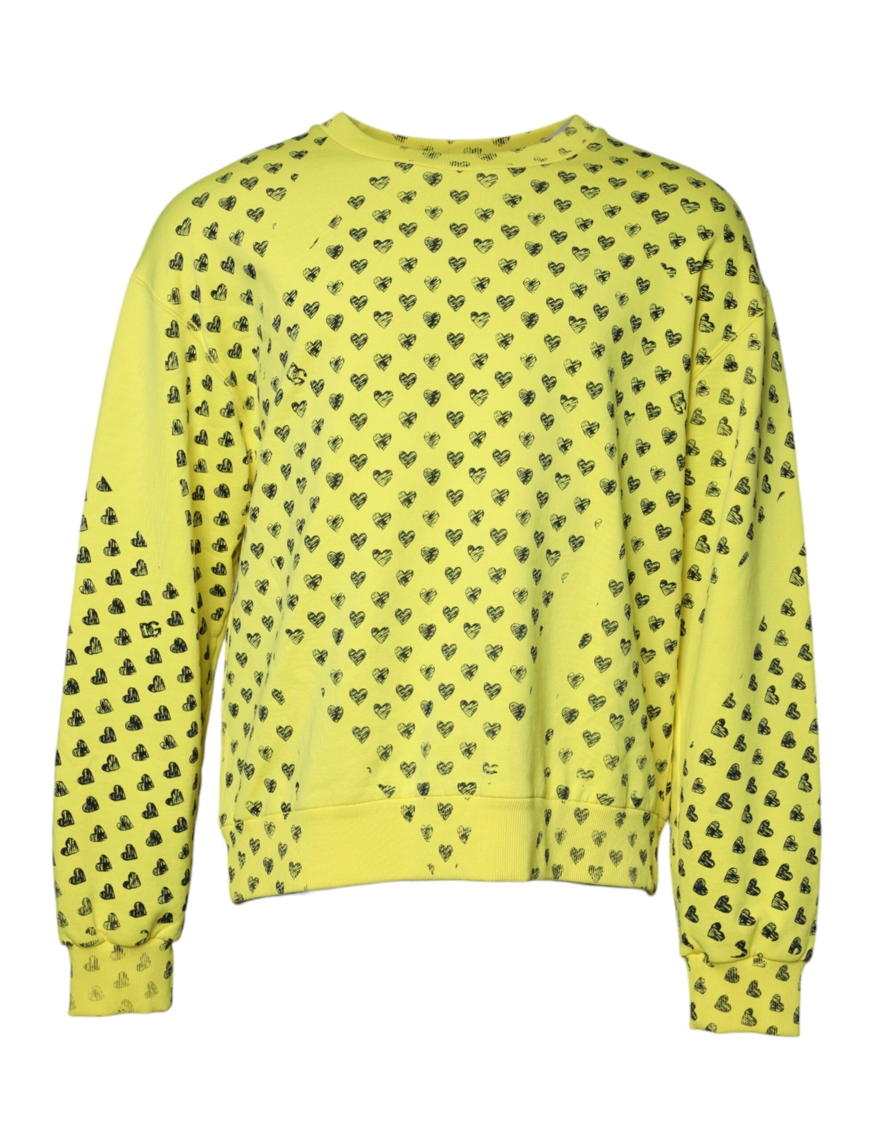 Dolce & Gabbana Yellow Heart Crew Neck Men Pullover Sweater | Regal Royce