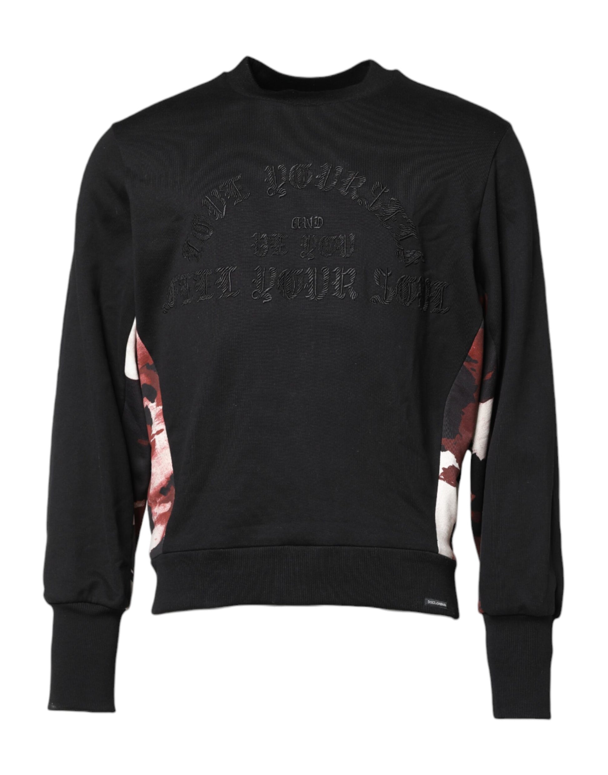 Dolce & Gabbana Black Embroidered Crew Neck Pullover Sweater