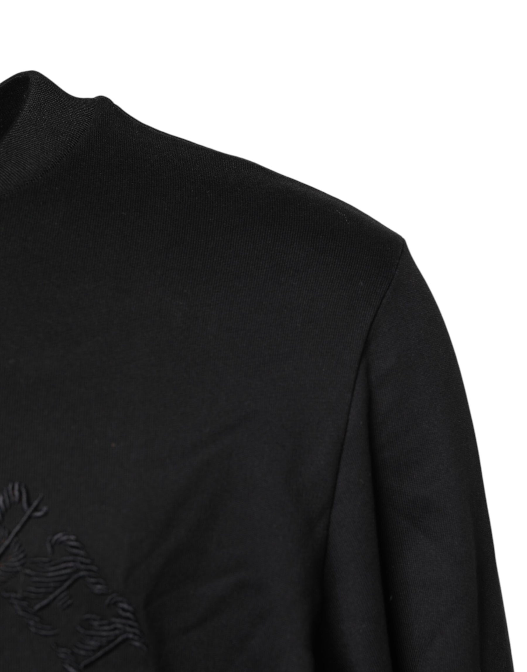 Dolce & Gabbana Black Embroidered Crew Neck Pullover Sweater | Regal Royce