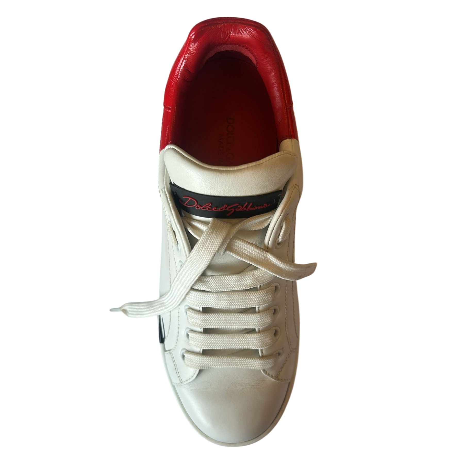Dolce & Gabbana White Red Logo Portofino Sneakers Shoes | Regal Royce