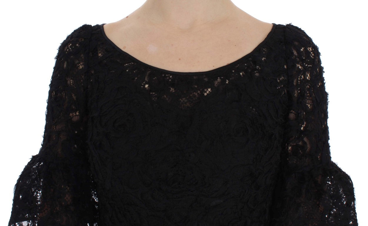 Dolce & Gabbana Black Floral Lace Long Bodycon Maxi Dress | Regal Royce
