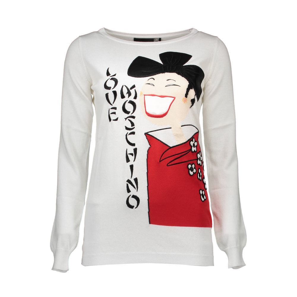 Love Moschino White Other Fibres Women Sweater | Regal Royce