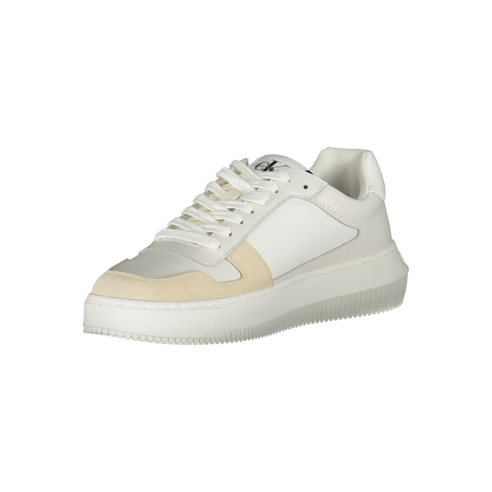 Calvin Klein Elegant White Lace-Up Sneakers with Contrast Detail | Regal Royce