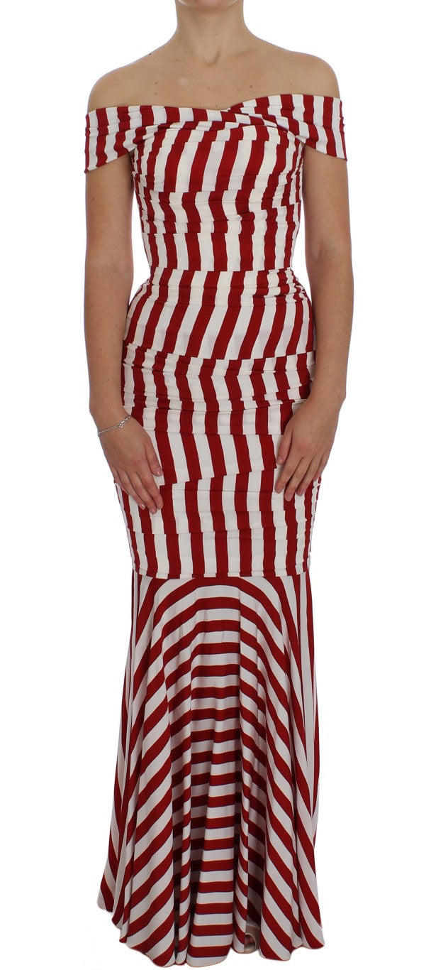 Dolce & Gabbana Red White Silk Stretch Dress | Regal Royce