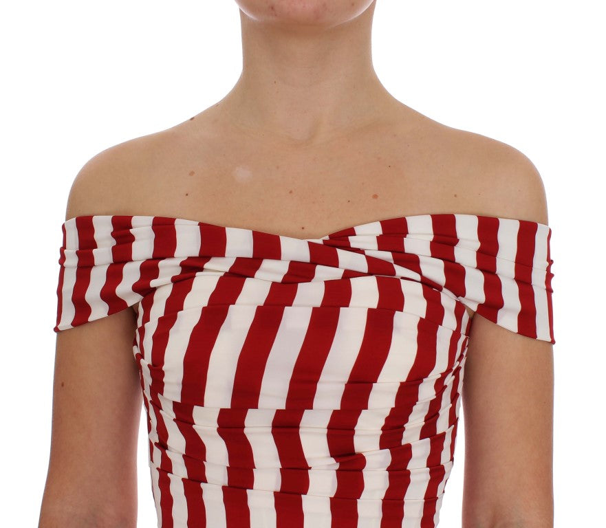 Dolce & Gabbana Red White Silk Stretch Dress | Regal Royce