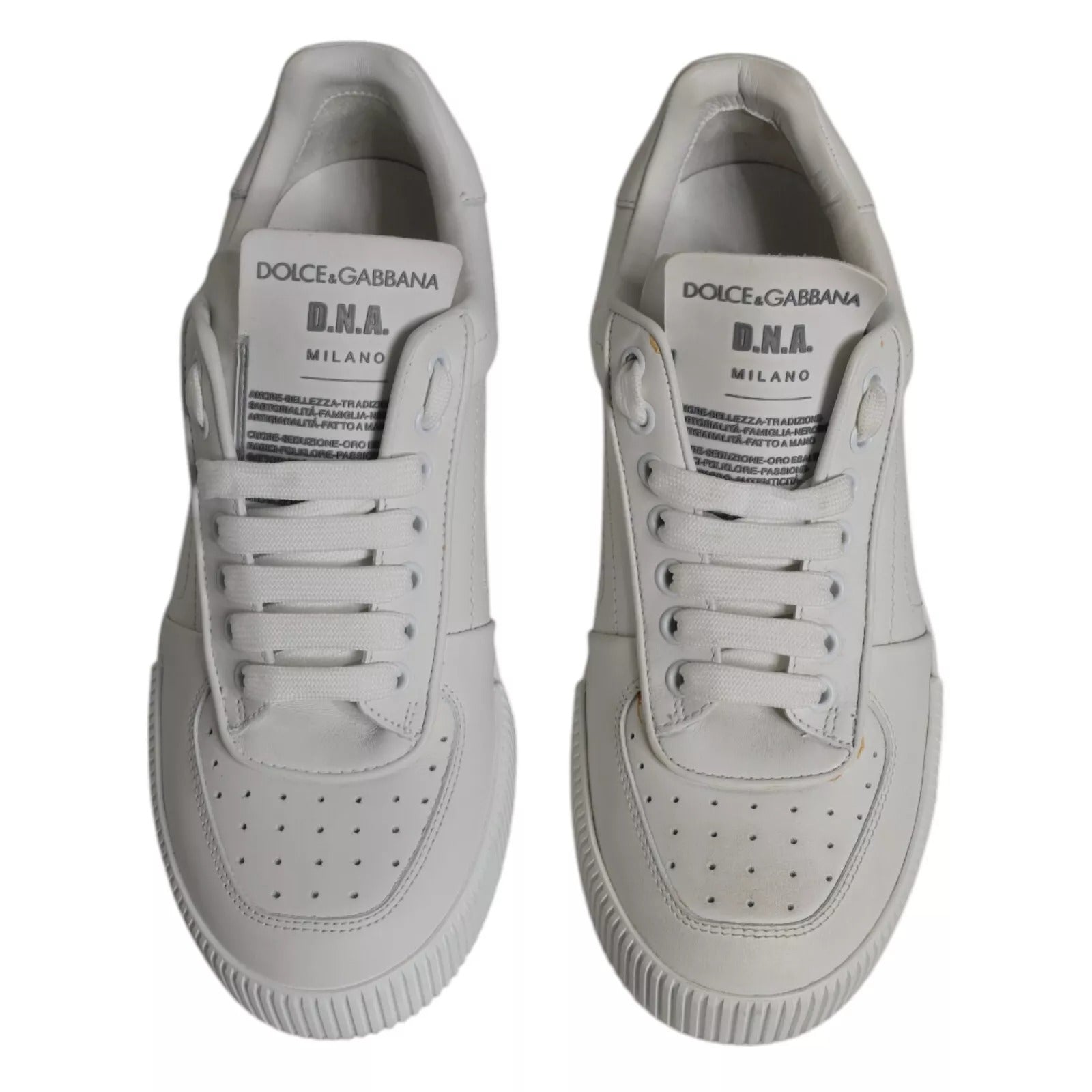 Dolce & Gabbana White Miami Leather Low Top Sneakers Shoes | Regal Royce