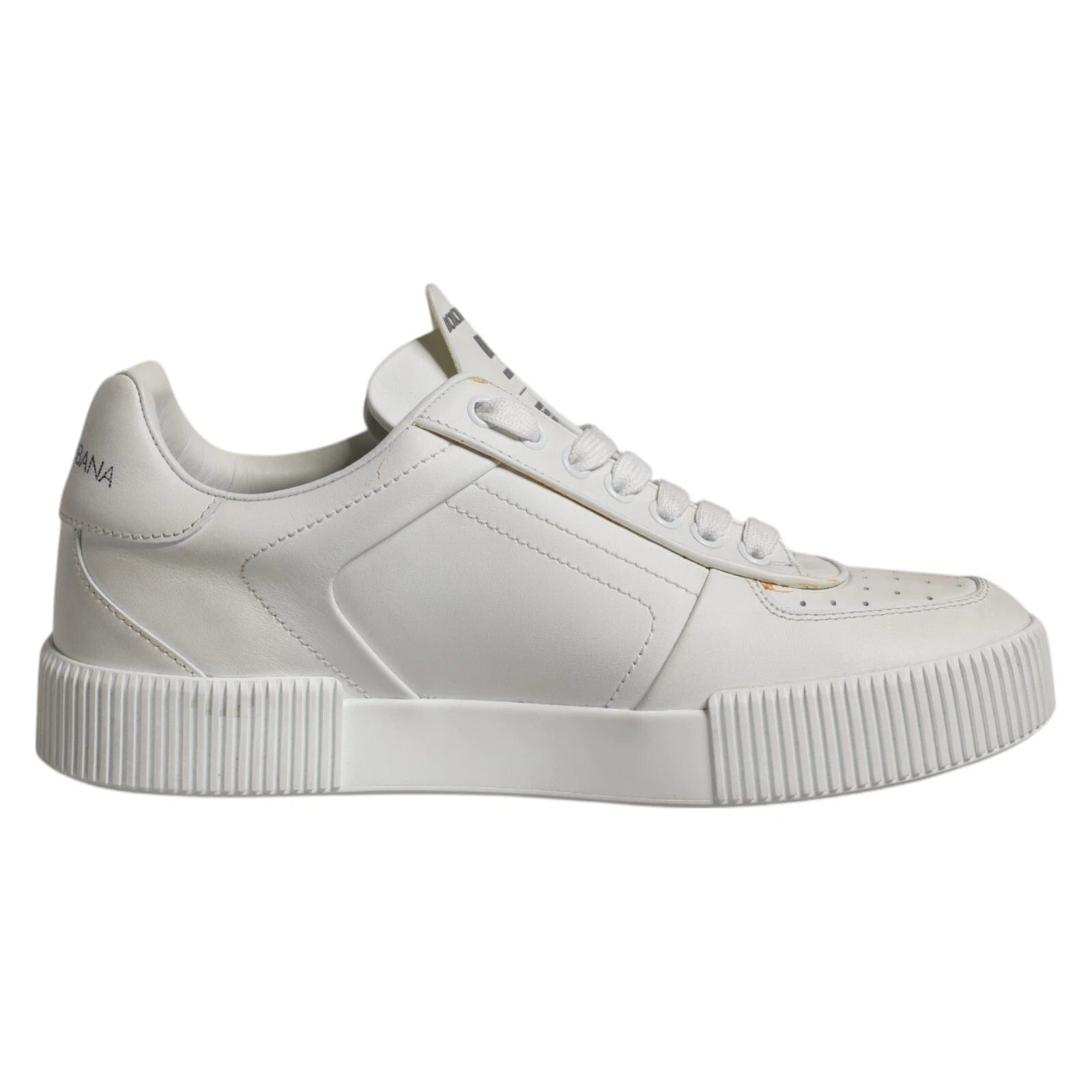 Dolce & Gabbana White Miami Leather Low Top Sneakers Shoes | Regal Royce