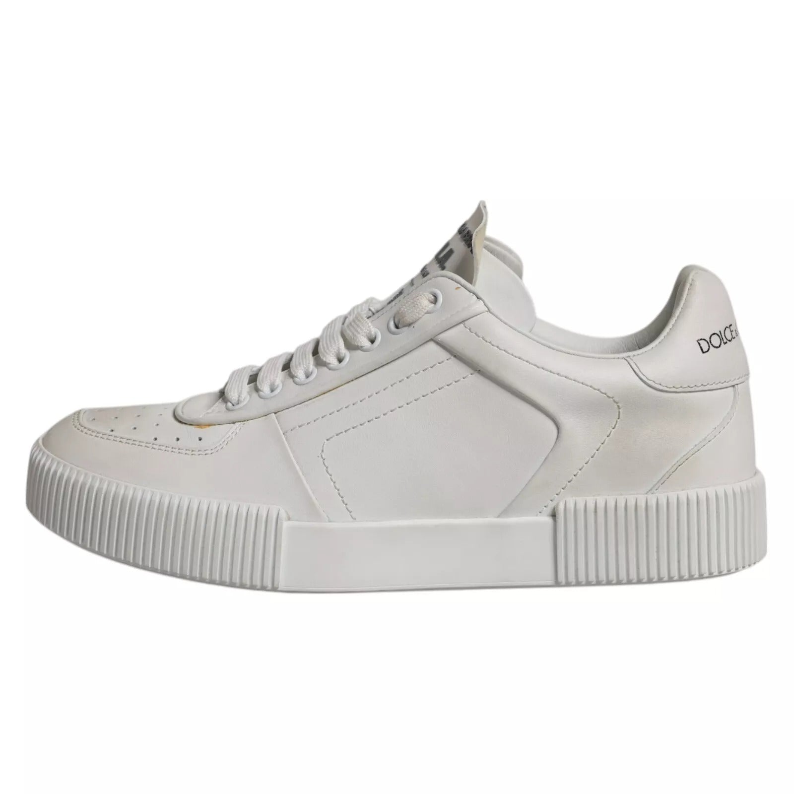 Dolce & Gabbana White Miami Leather Low Top Sneakers Shoes | Regal Royce