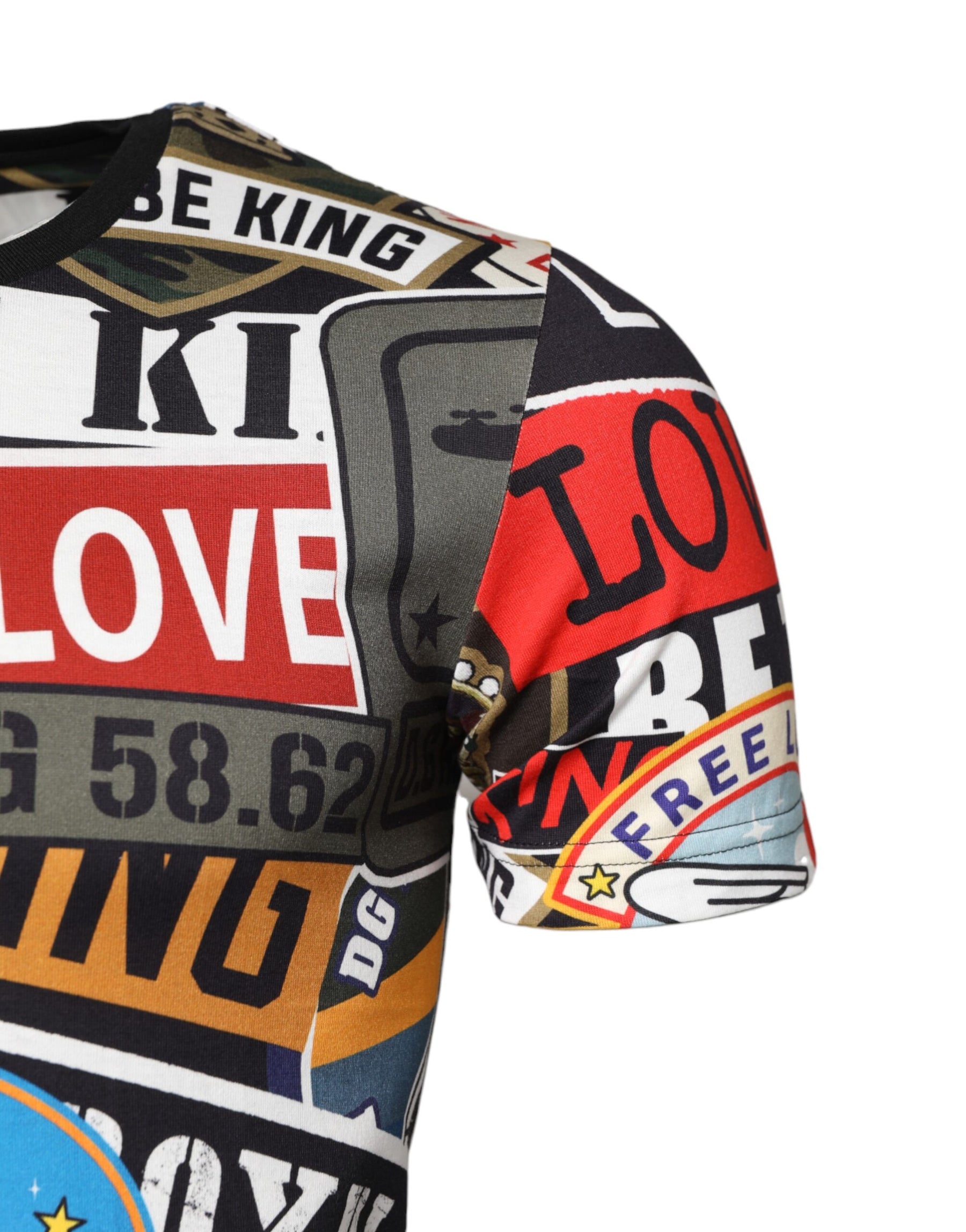 Dolce & Gabbana Multicolor Patchwork Cotton Crew Neck T-shirt | Regal Royce