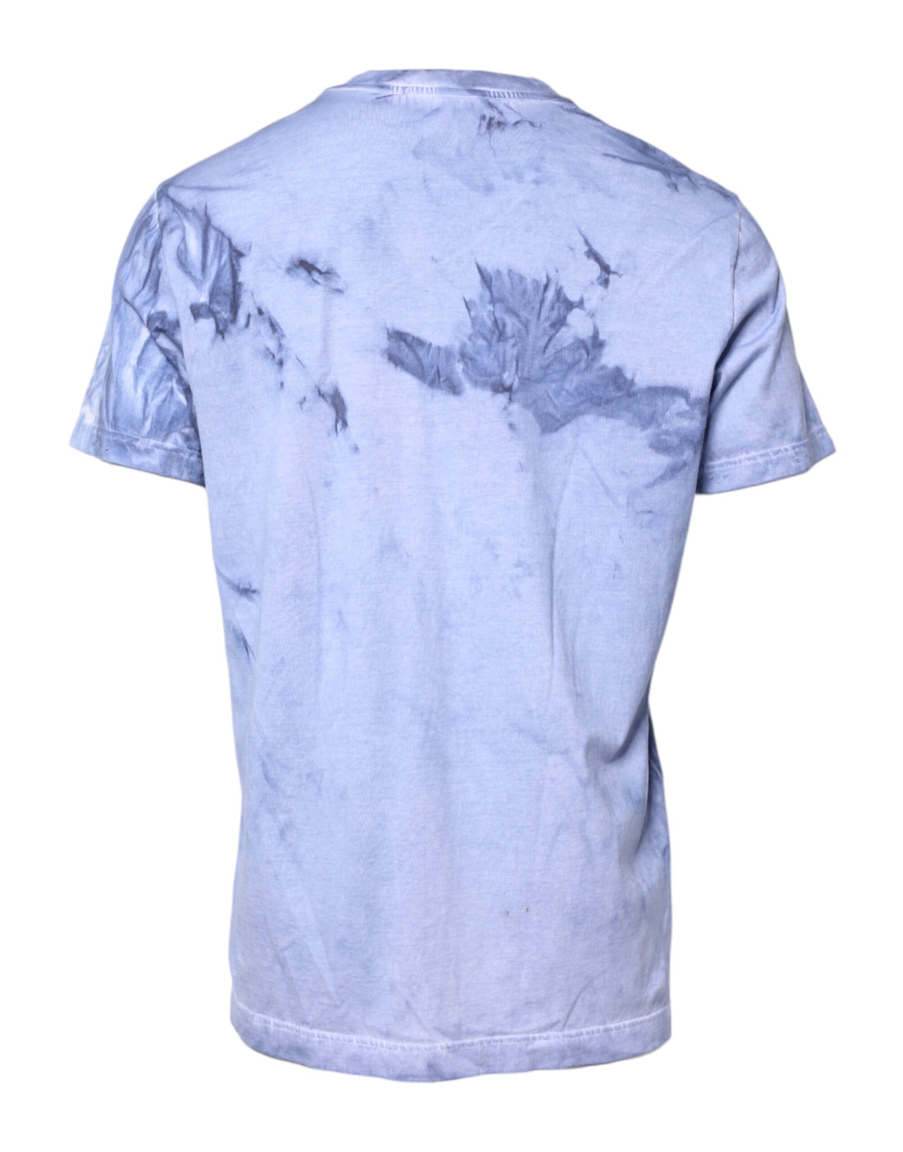 Dolce & Gabbana Blue Cotton Logo Print Crew Neck T-shirt | Regal Royce