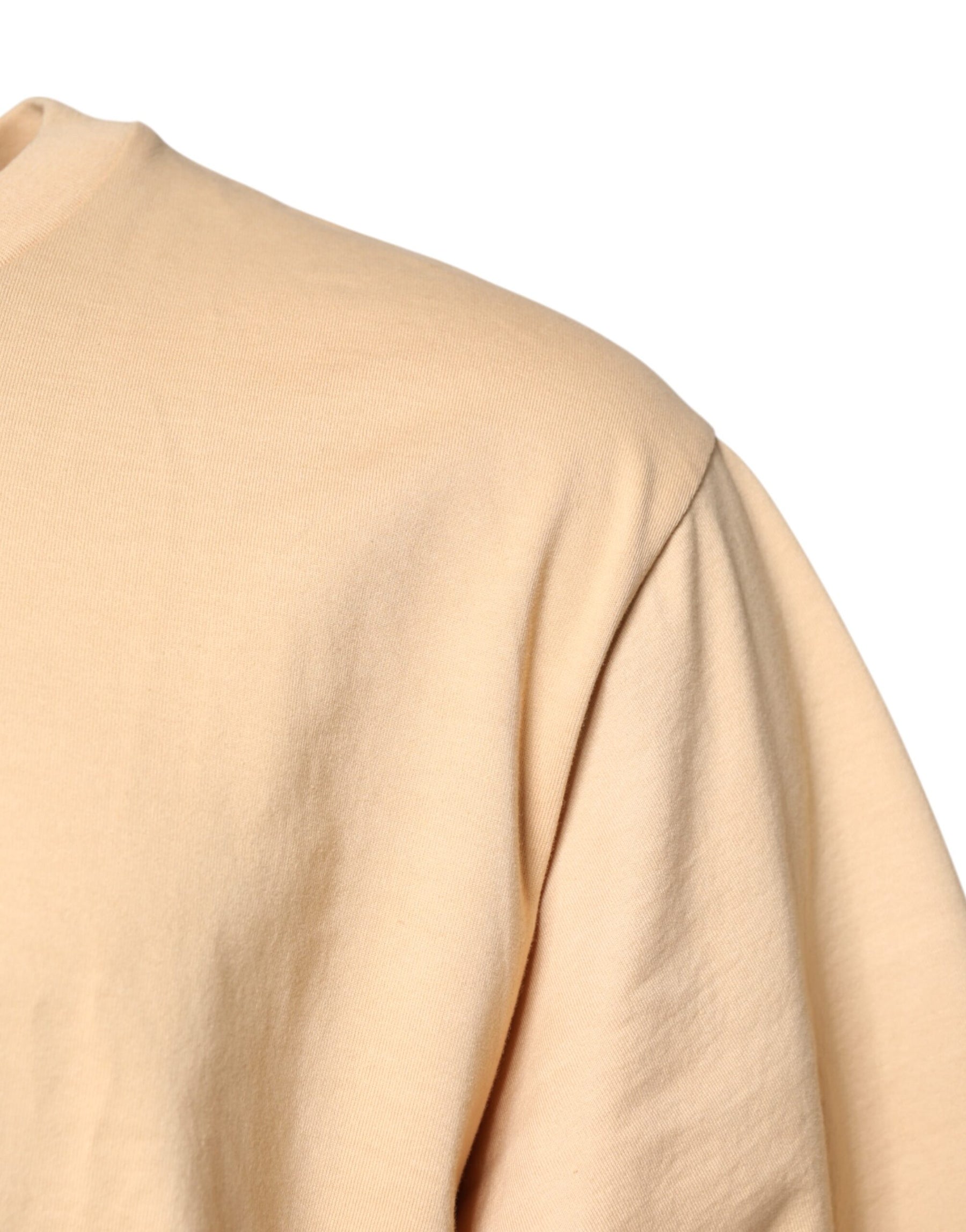 Dolce & Gabbana Beige Cotton Logo Print Crew Neck T-shirt | Regal Royce