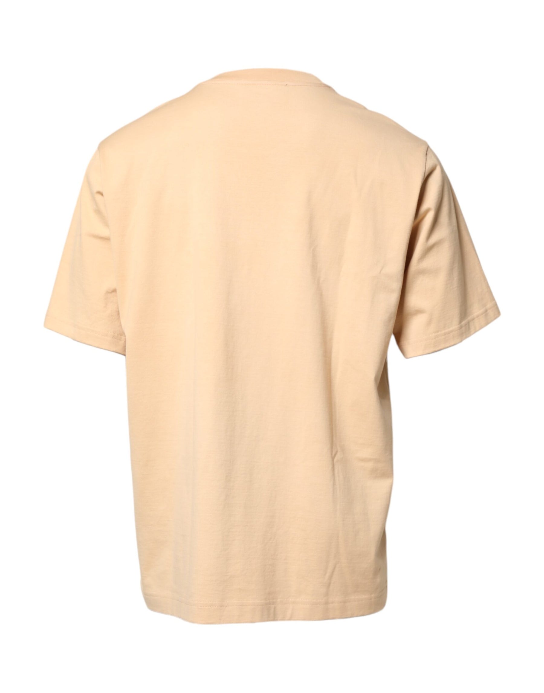 Dolce & Gabbana Beige Cotton Logo Print Crew Neck T-shirt | Regal Royce