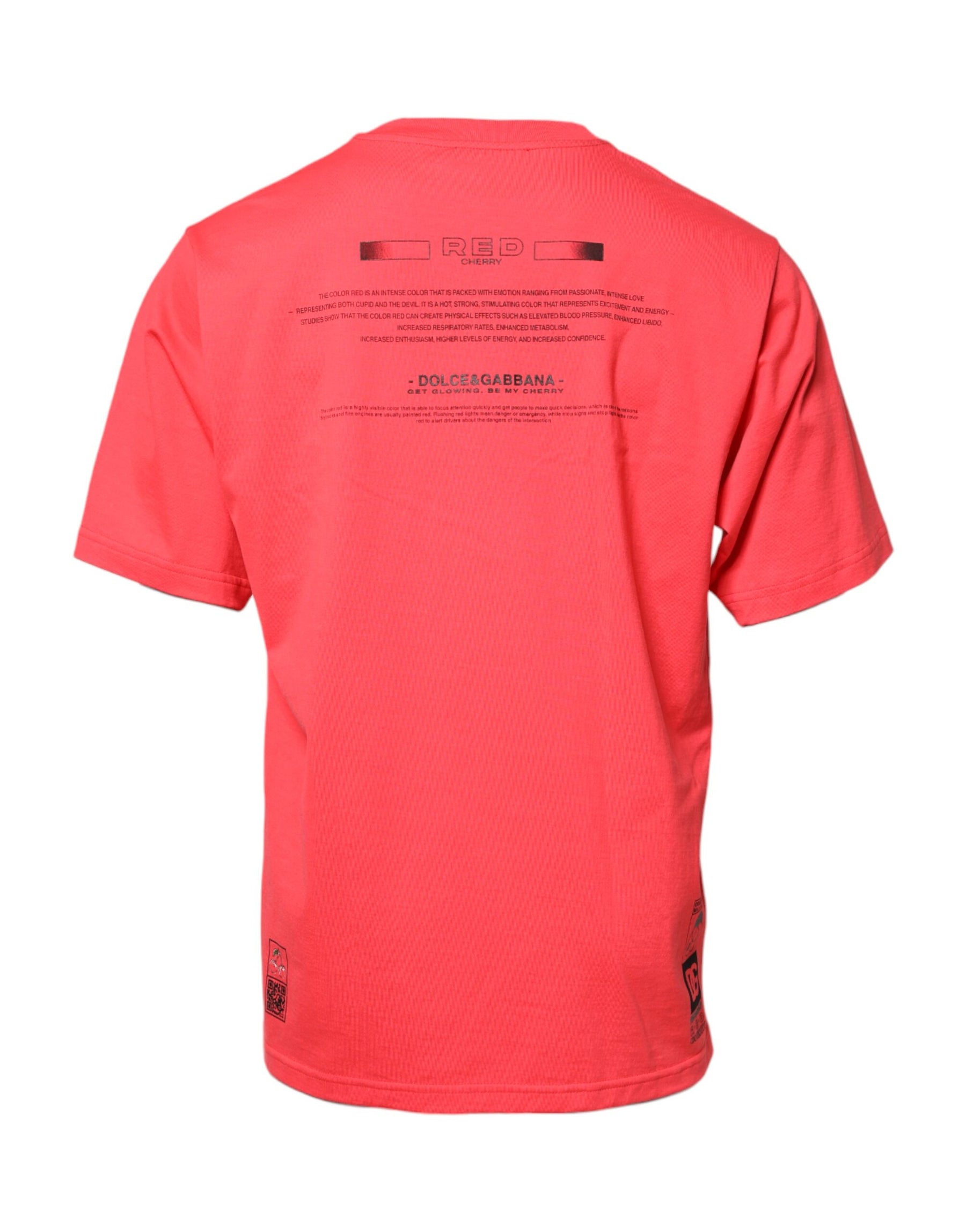 Dolce & Gabbana Red Cotton Lettering Print Crew Neck T-shirt | Regal Royce