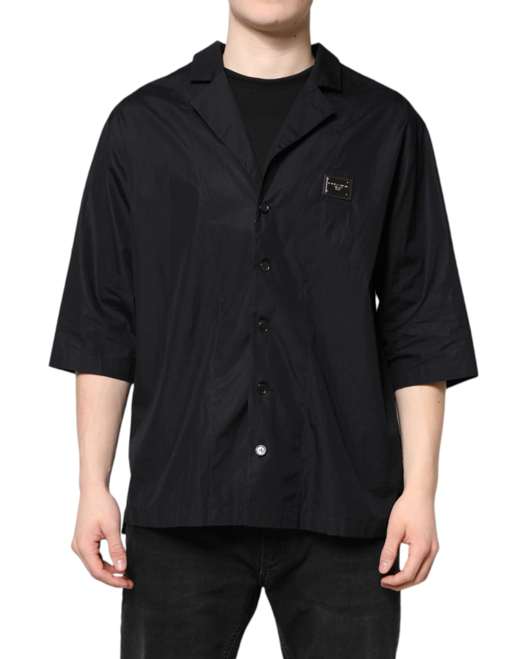 Dolce & Gabbana Black Short Sleeves Button Down Casual Shirt | Regal Royce