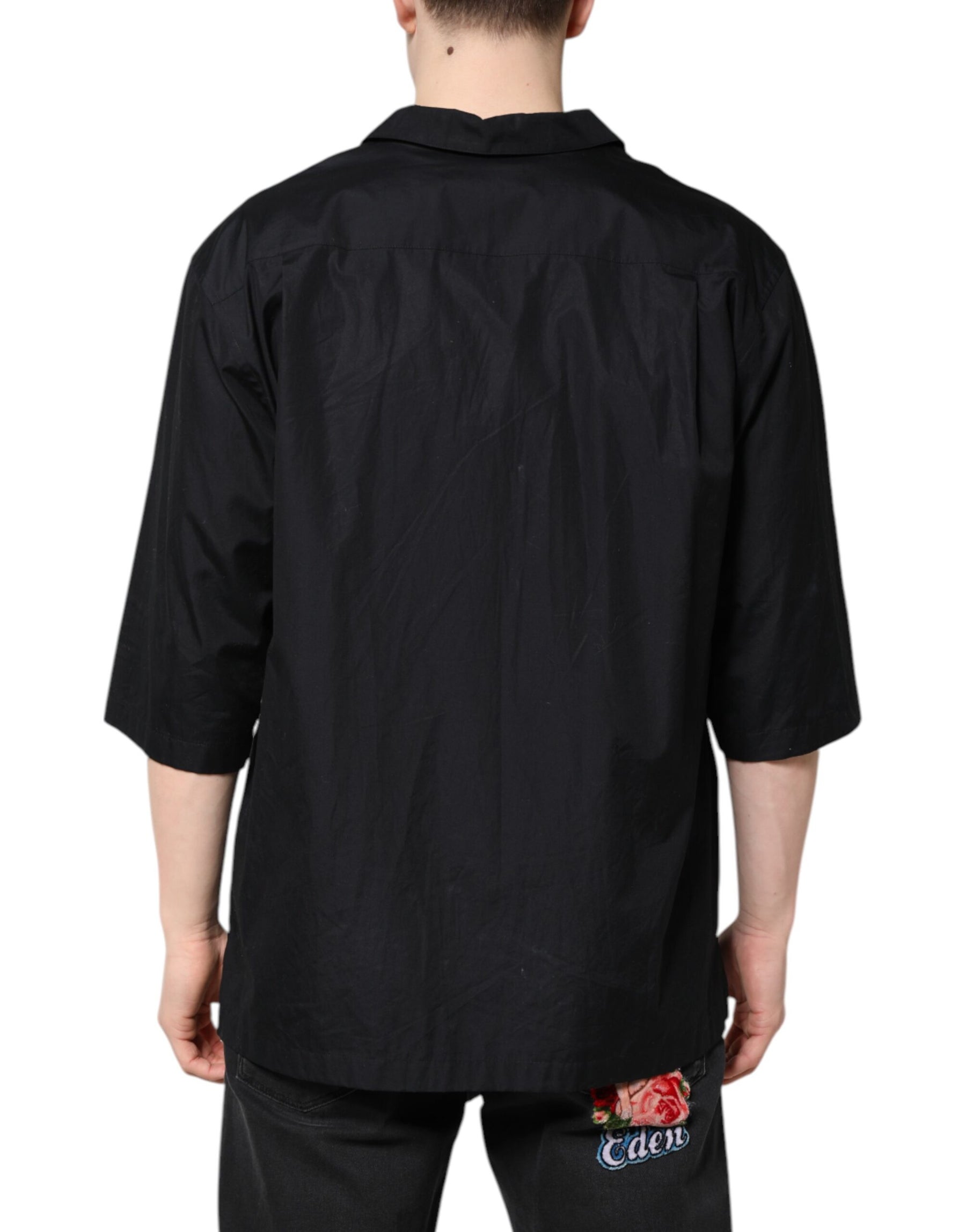Dolce & Gabbana Black Short Sleeves Button Down Casual Shirt | Regal Royce