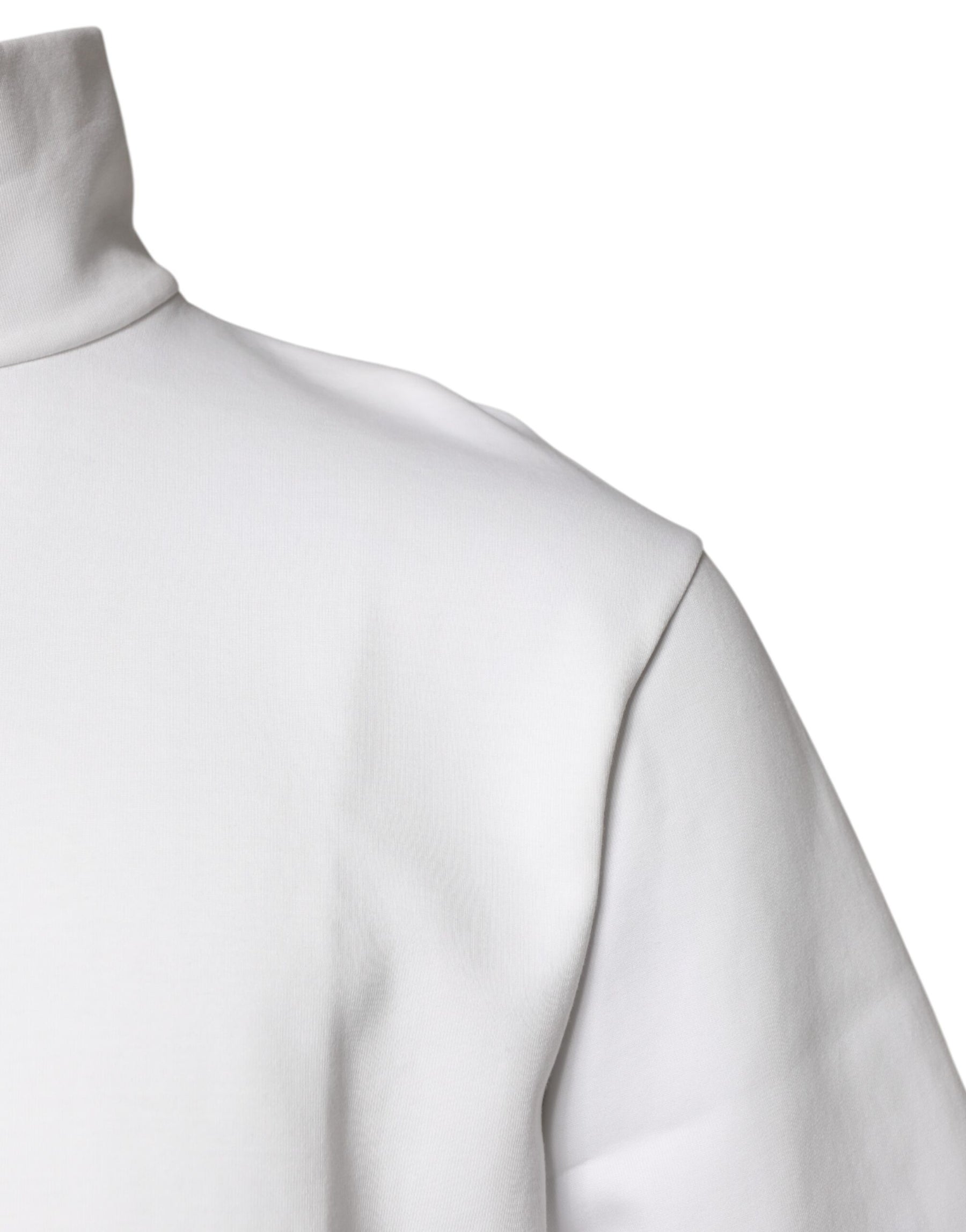 Dolce & Gabbana White Cotton Turtleneck DG Applique T-shirt | Regal Royce