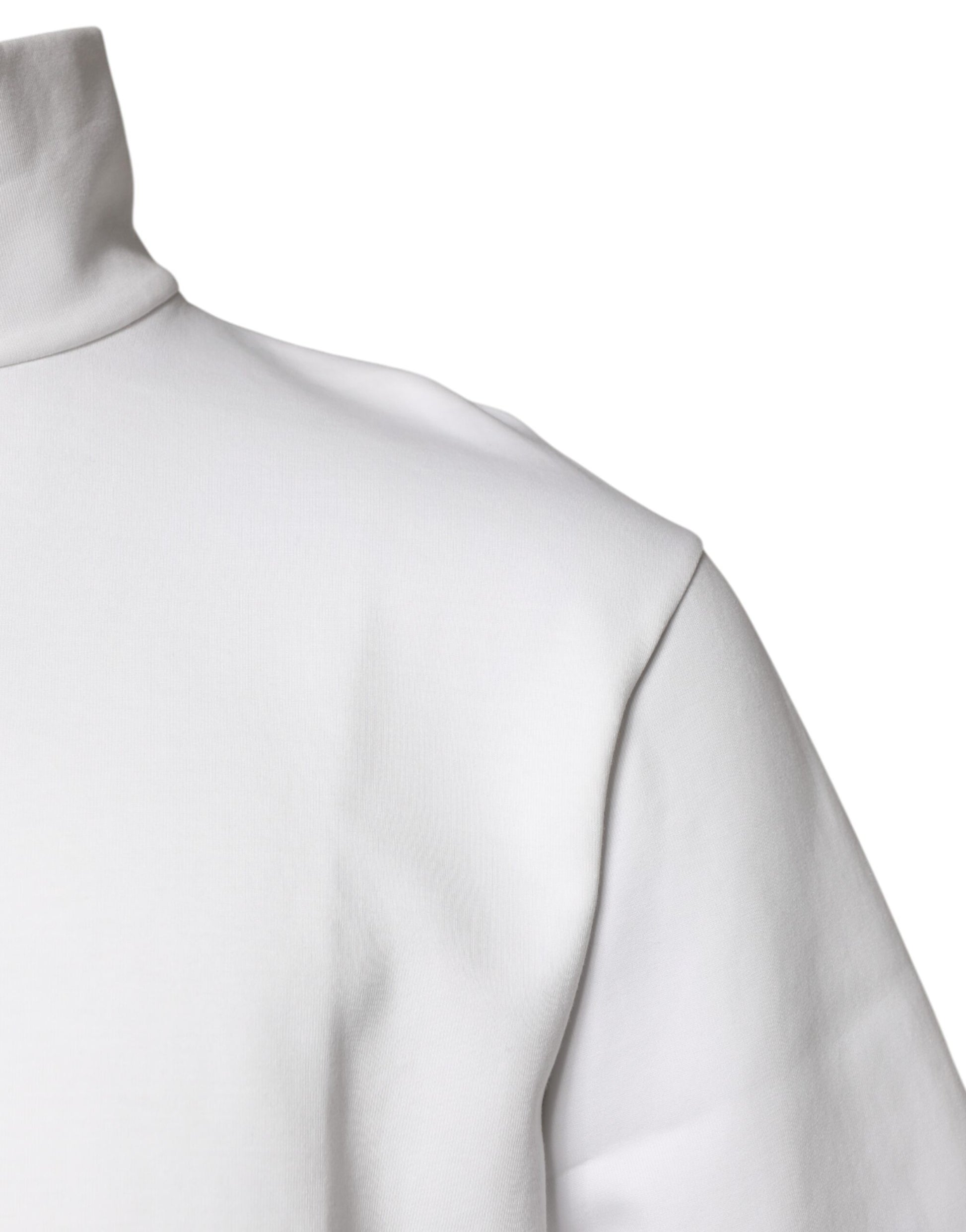 Dolce & Gabbana White Cotton Turtleneck DG Applique T-shirt