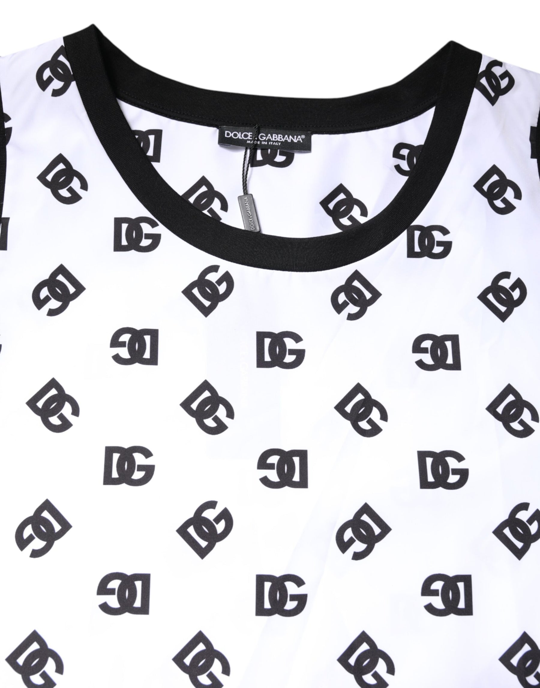 Dolce & Gabbana White Polyester Sleeveless DG Logo T-shirt | Regal Royce