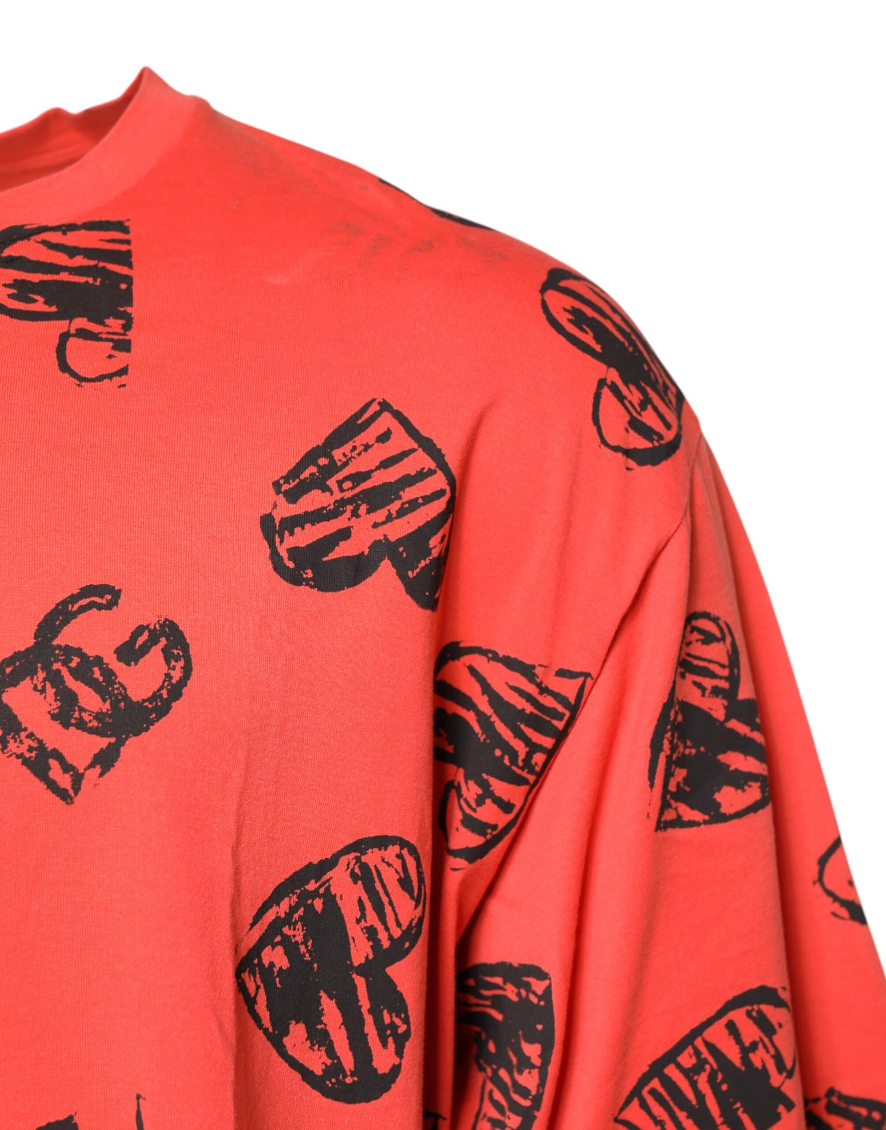 Dolce & Gabbana Red Cotton Short Sleeve DG Heart Logo T-shirt | Regal Royce