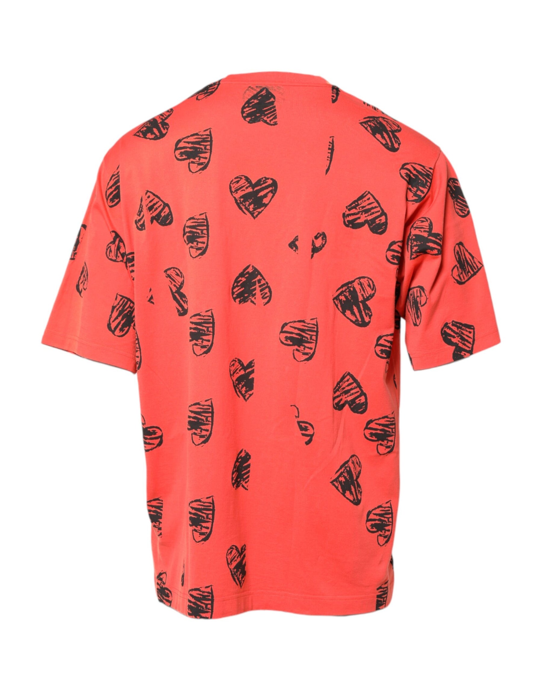 Dolce & Gabbana Red Cotton Short Sleeve DG Heart Logo T-shirt | Regal Royce