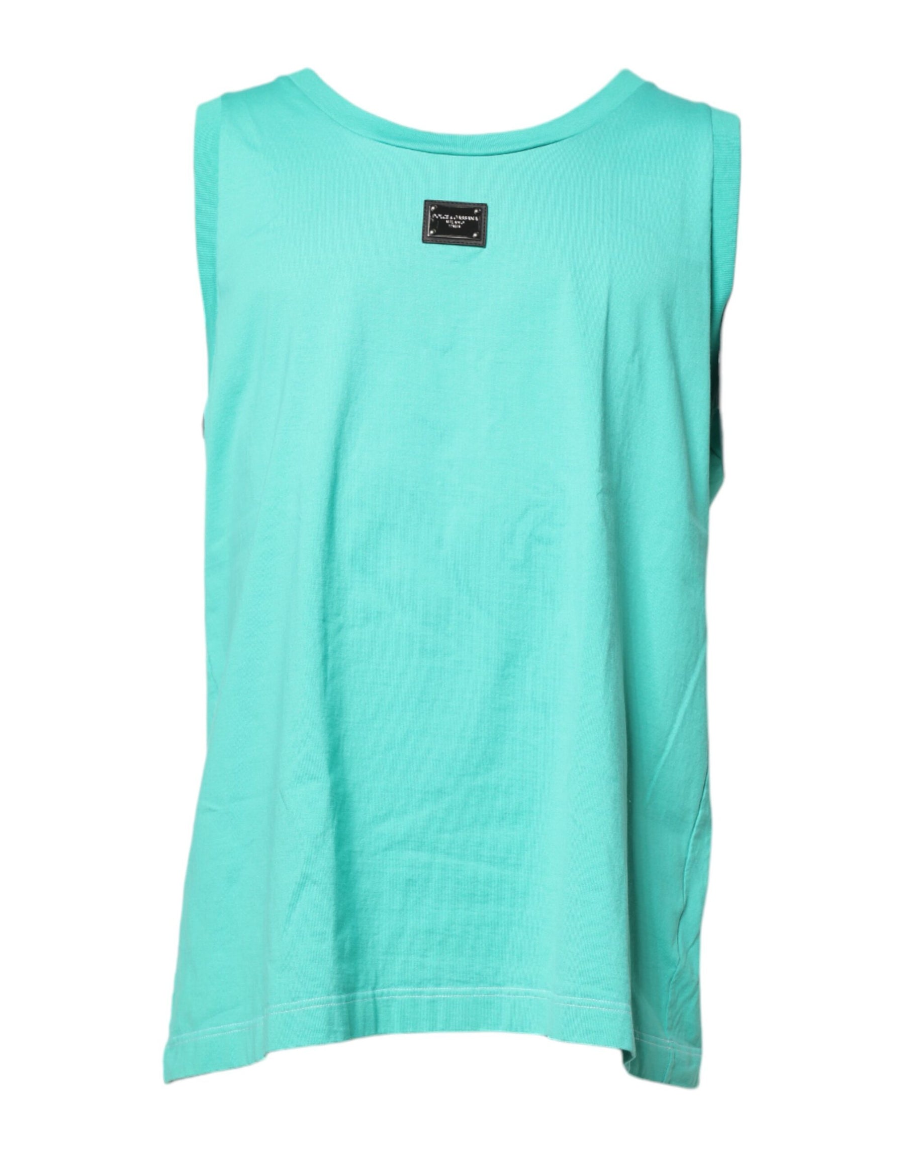 Dolce & Gabbana Green Sleeveless Logo Round Neck T-shirt | Regal Royce
