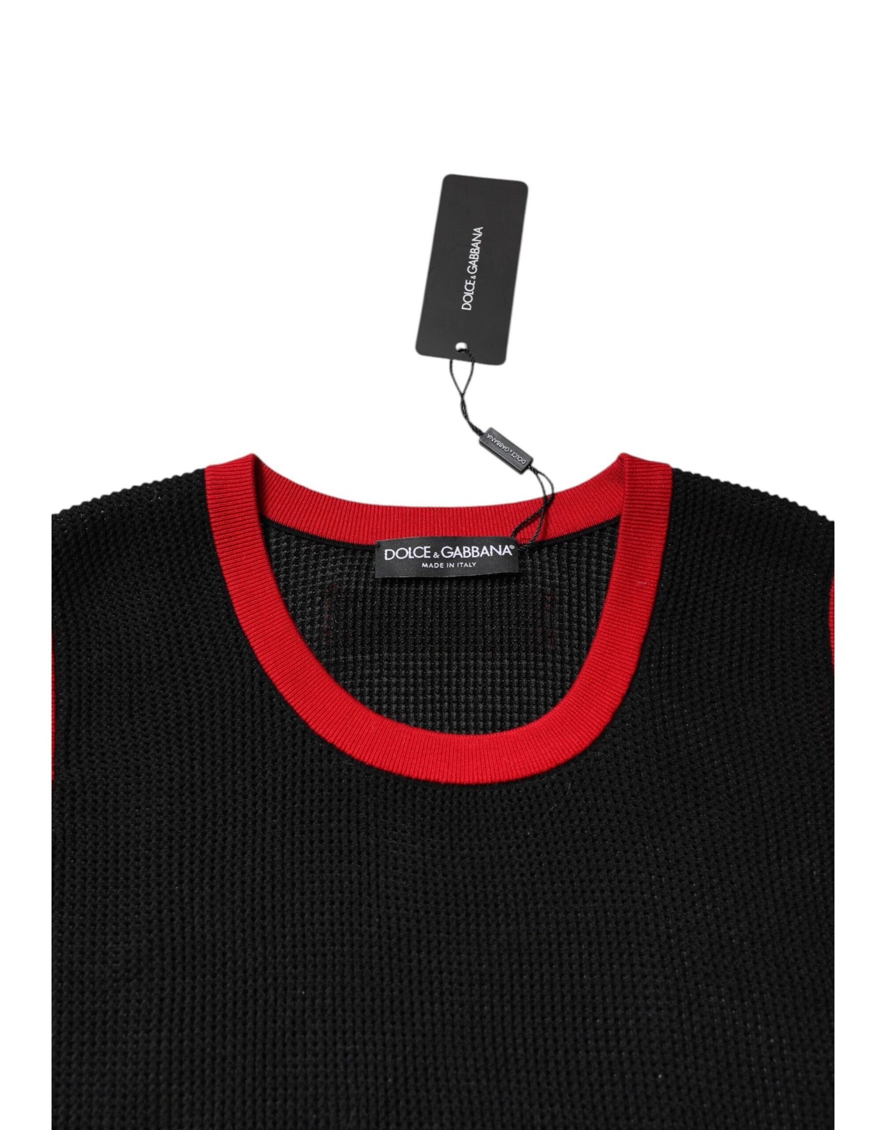 Dolce & Gabbana Black Cotton Slim Fit Round Neck T-shirt | Regal Royce