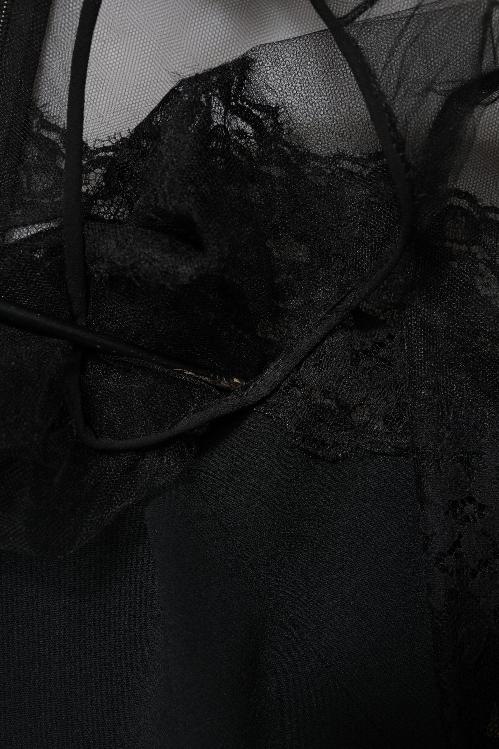 Dolce & Gabbana Black Lace Trim Nylon Tulle Sheath Midi Dress | Regal Royce