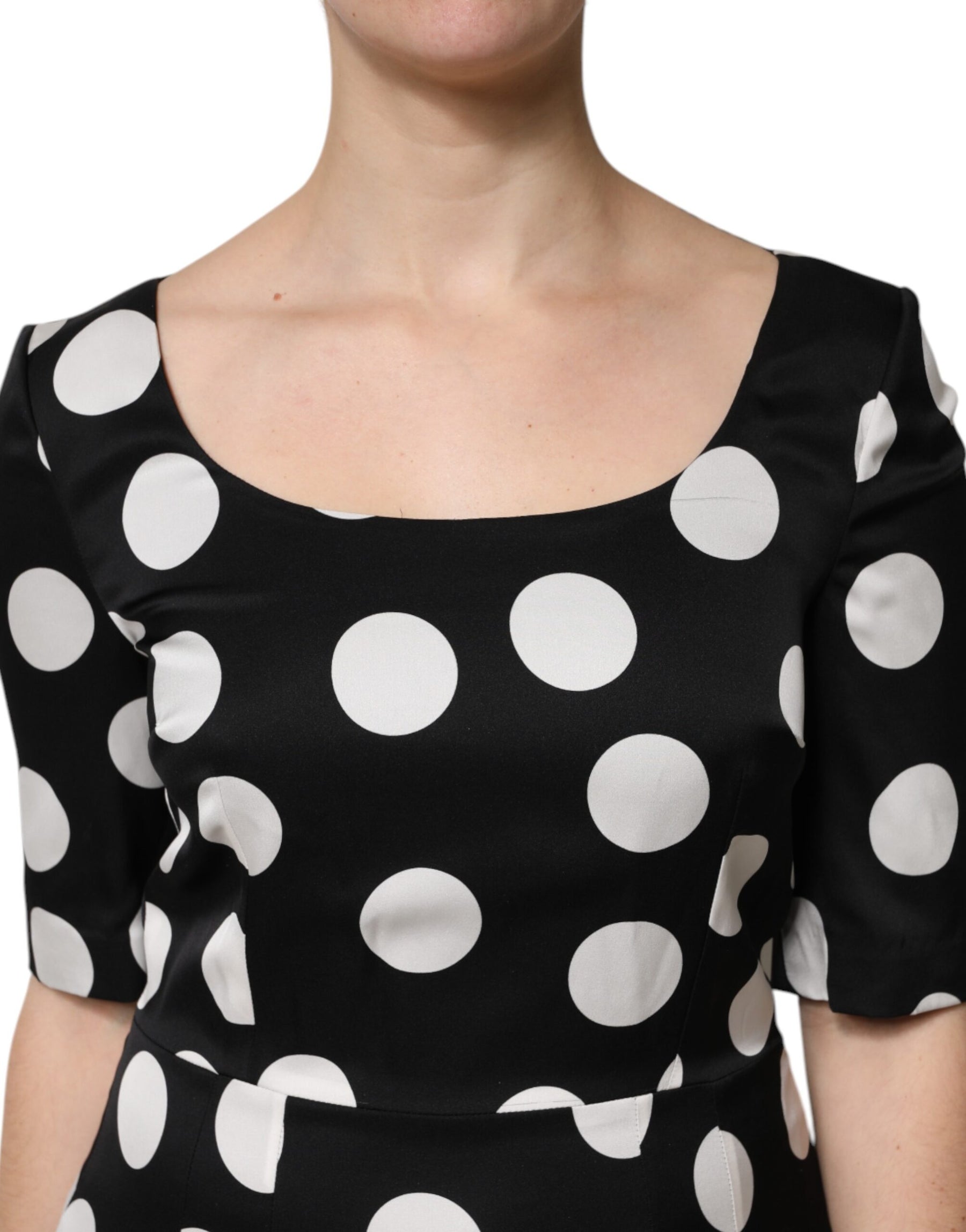 Dolce & Gabbana Black White Polka Dot Sheath Midi Dress | Regal Royce