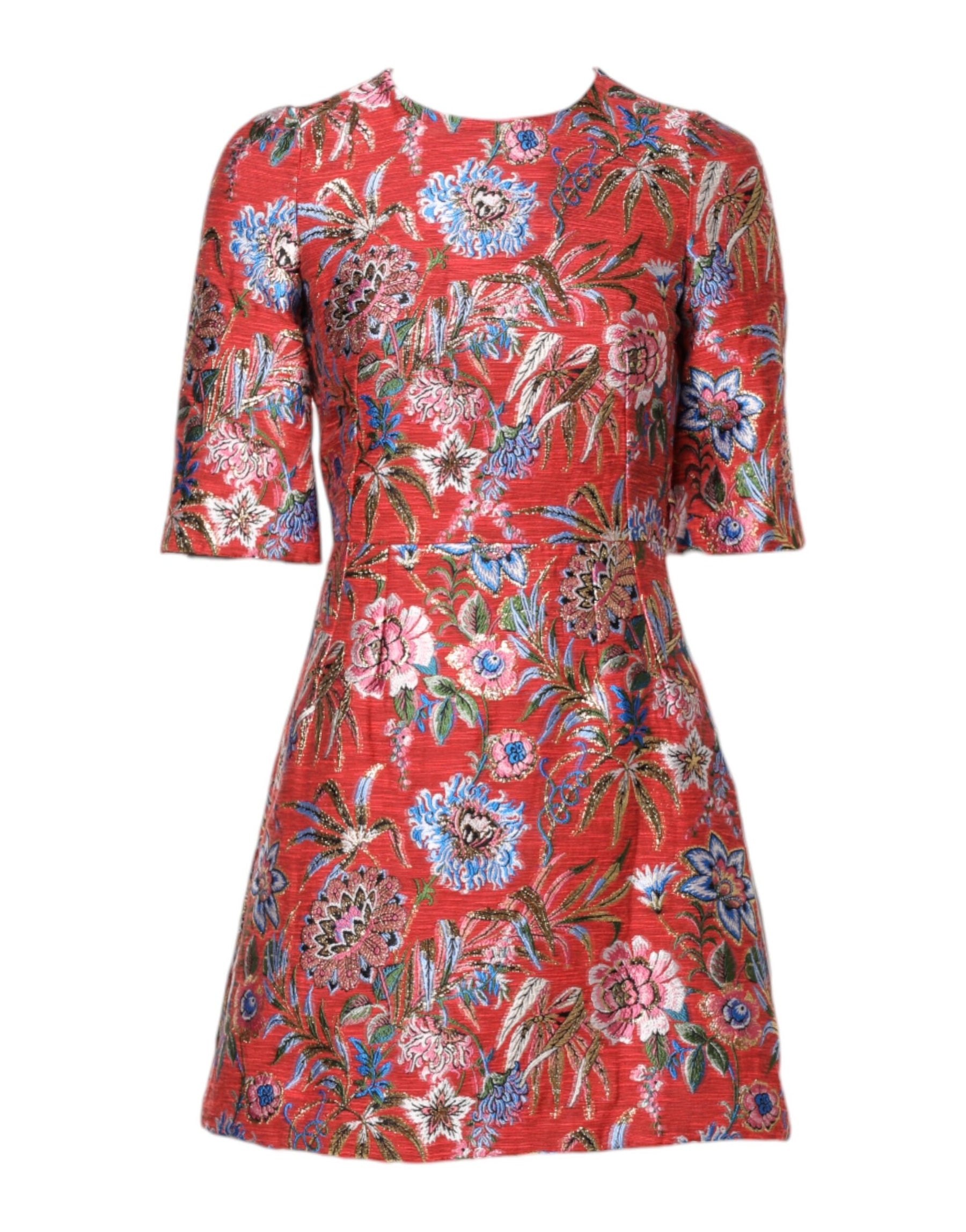 Dolce & Gabbana Red Floral Jacquard A-line Mini Dress | Regal Royce