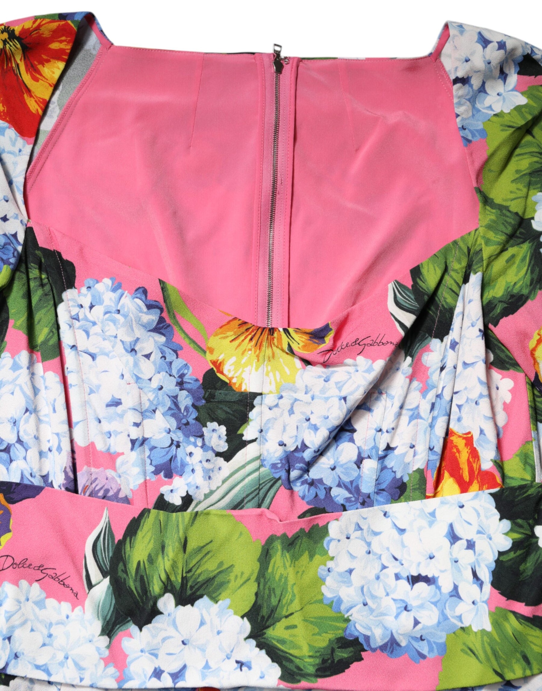 Dolce & Gabbana Multicolor Floral Pleated Sheath Midi  Dress | Regal Royce