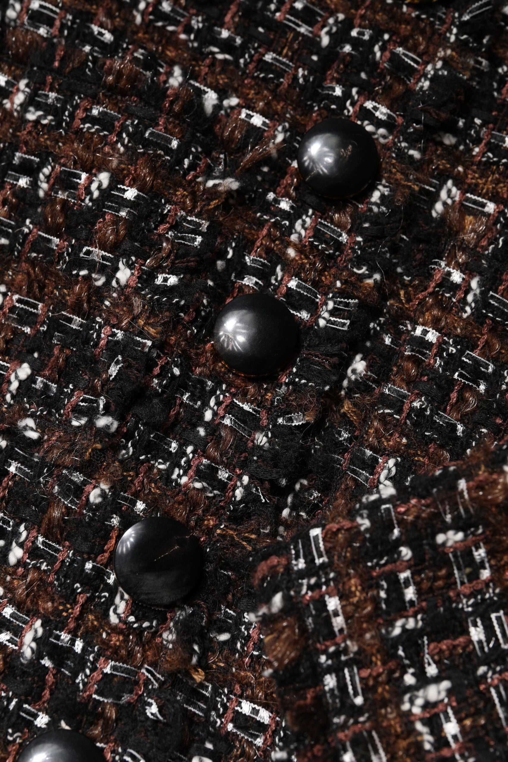 Dolce & Gabbana Brown Tweed Short Sleeves A-line Mini Dress | Regal Royce