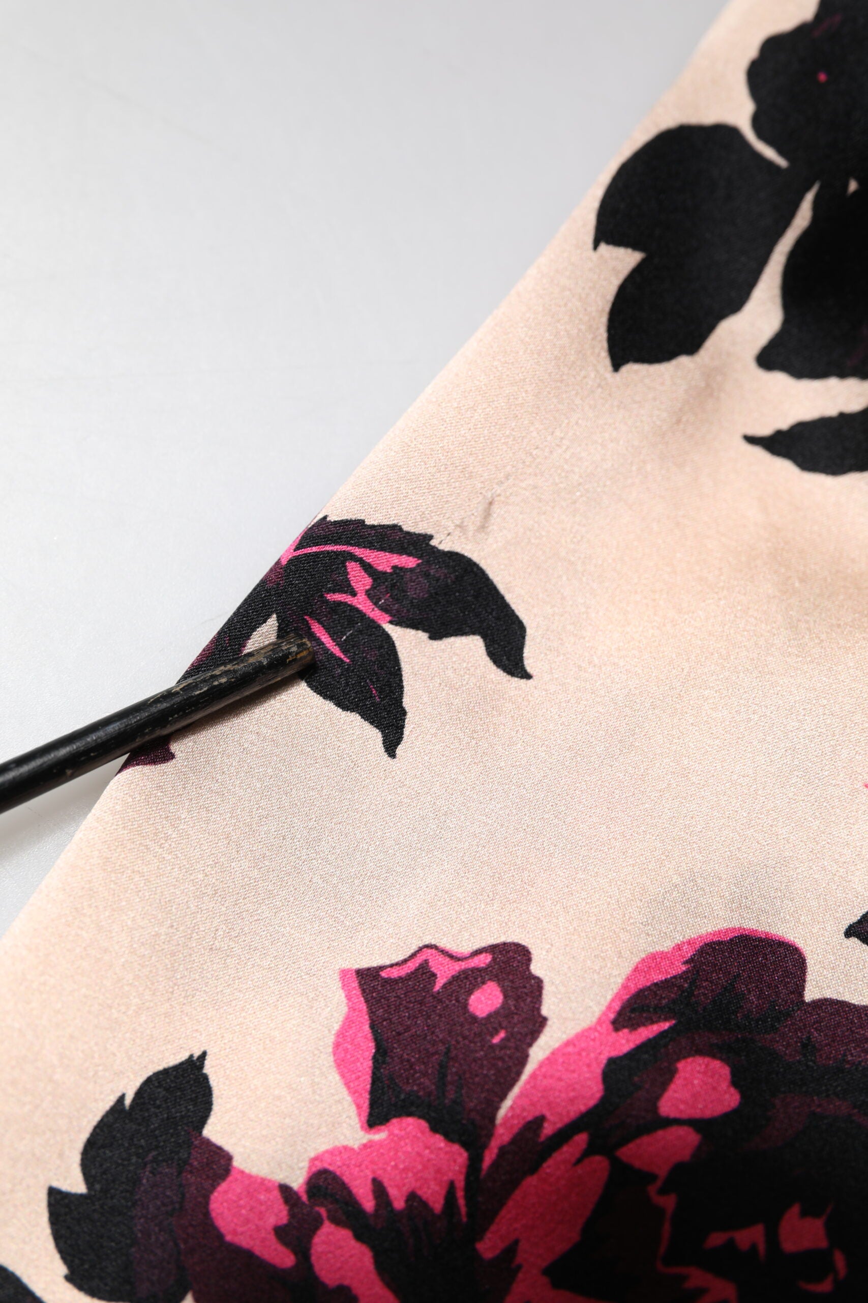 Laneus Pink Floral Silk Long Sleeves V-neck Ruched Mini Dress | Regal Royce