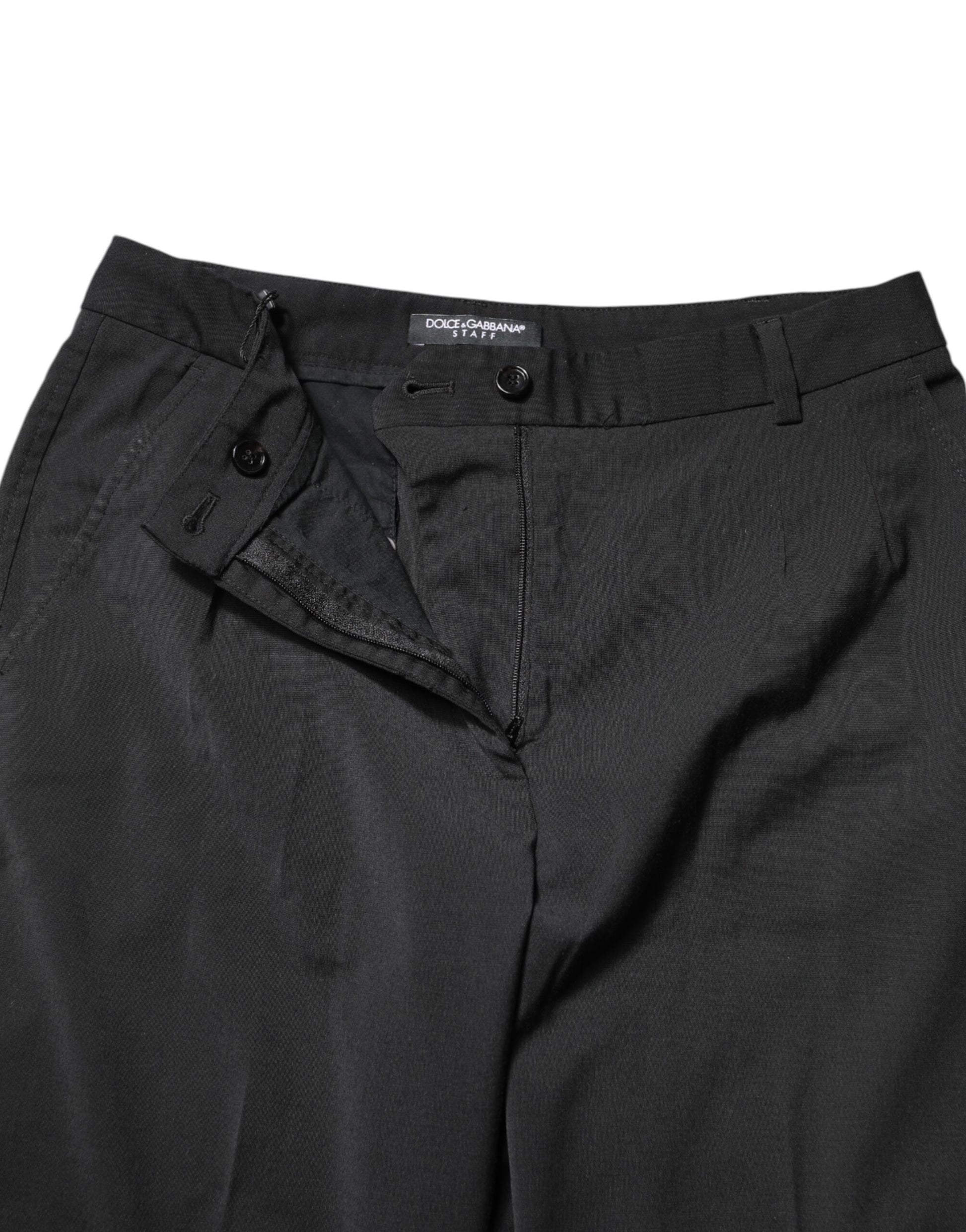 Dolce & Gabbana Black Polyester High Waist Slim Pants